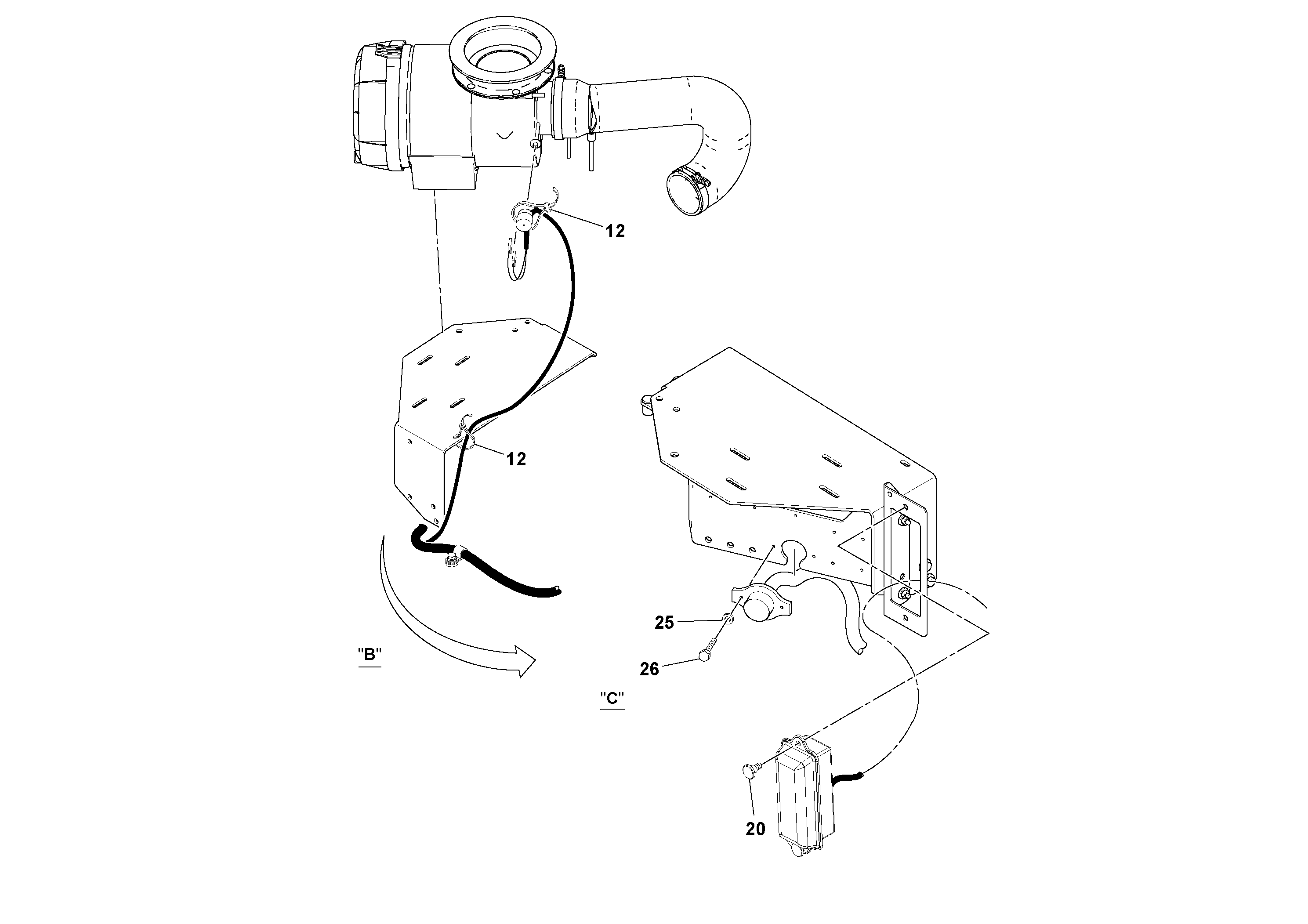Схема запчастей Volvo SD100D/100F/SD105DX/105F S/N 197389 - - 58407 Electrical Installation 