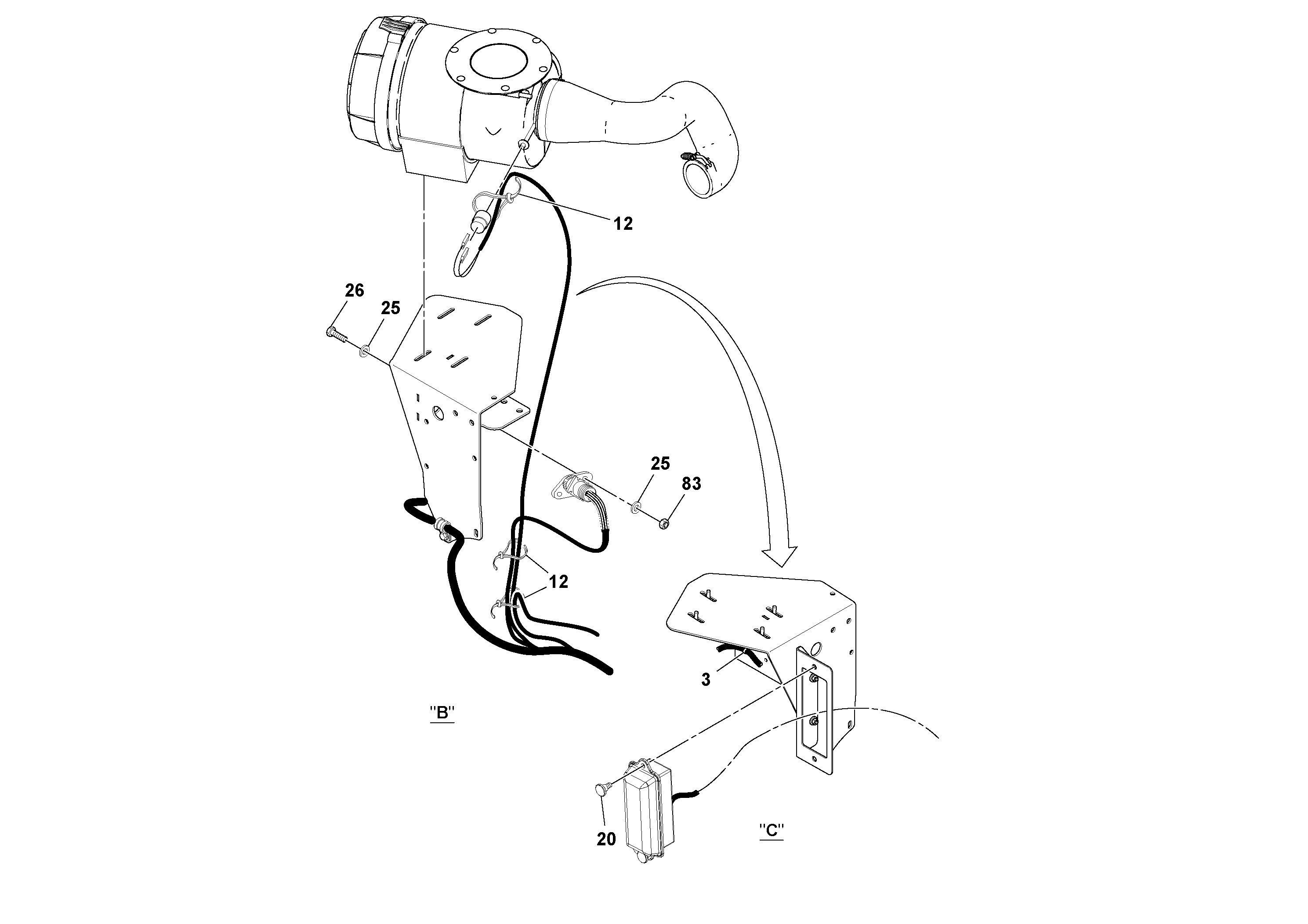 Схема запчастей Volvo SD100D/100F/SD105DX/105F S/N 197389 - - 58411 Electrical Installation 