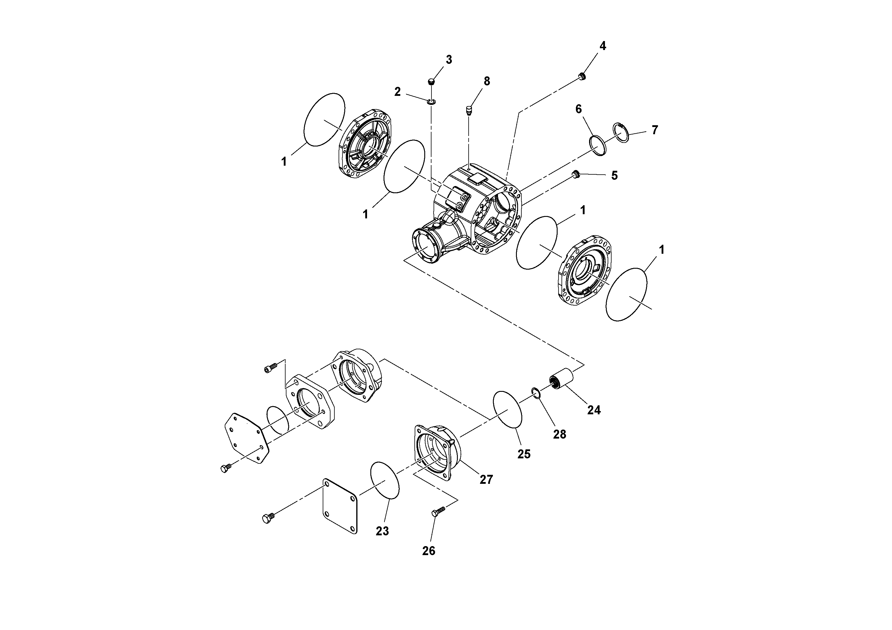 Схема запчастей Volvo SD100D/100F/SD105DX/105F S/N 197389 - - 60701 Мост (ось) 