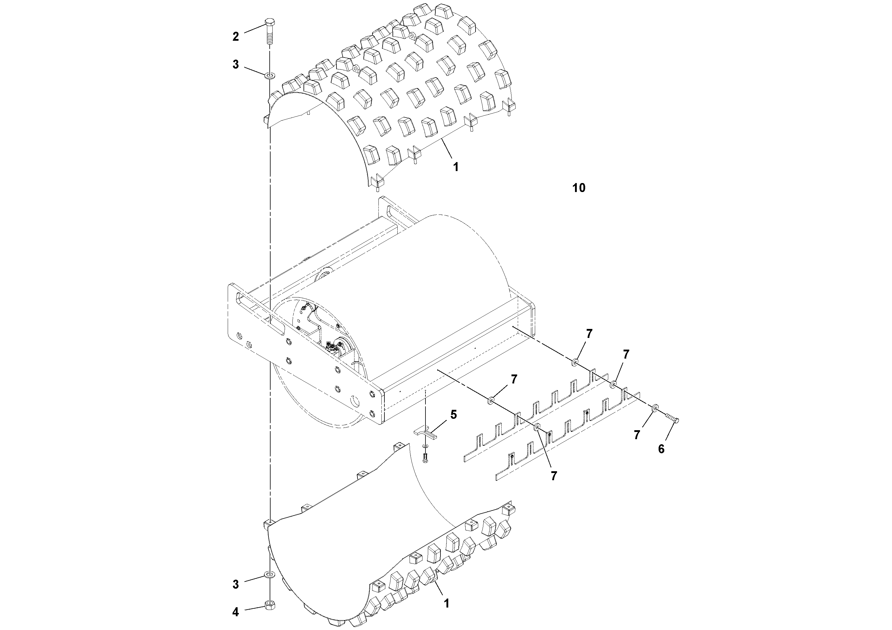 Схема запчастей Volvo SD100D/100F/SD105DX/105F S/N 197389 - - 64702 Bolt-on Shell Installation 