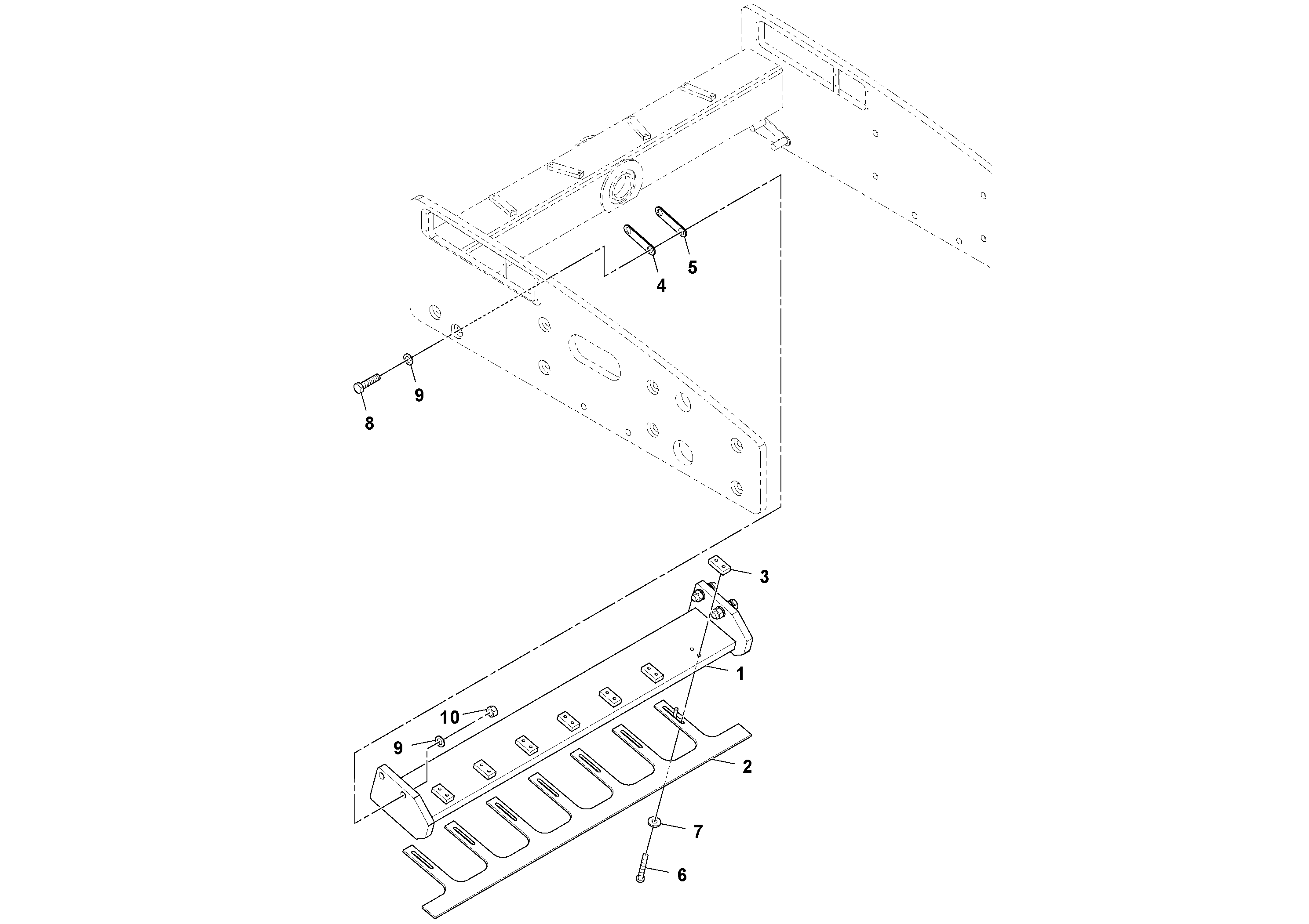 Схема запчастей Volvo SD100D/100F/SD105DX/105F S/N 197389 - - 66366 Inside Scraper Installation 