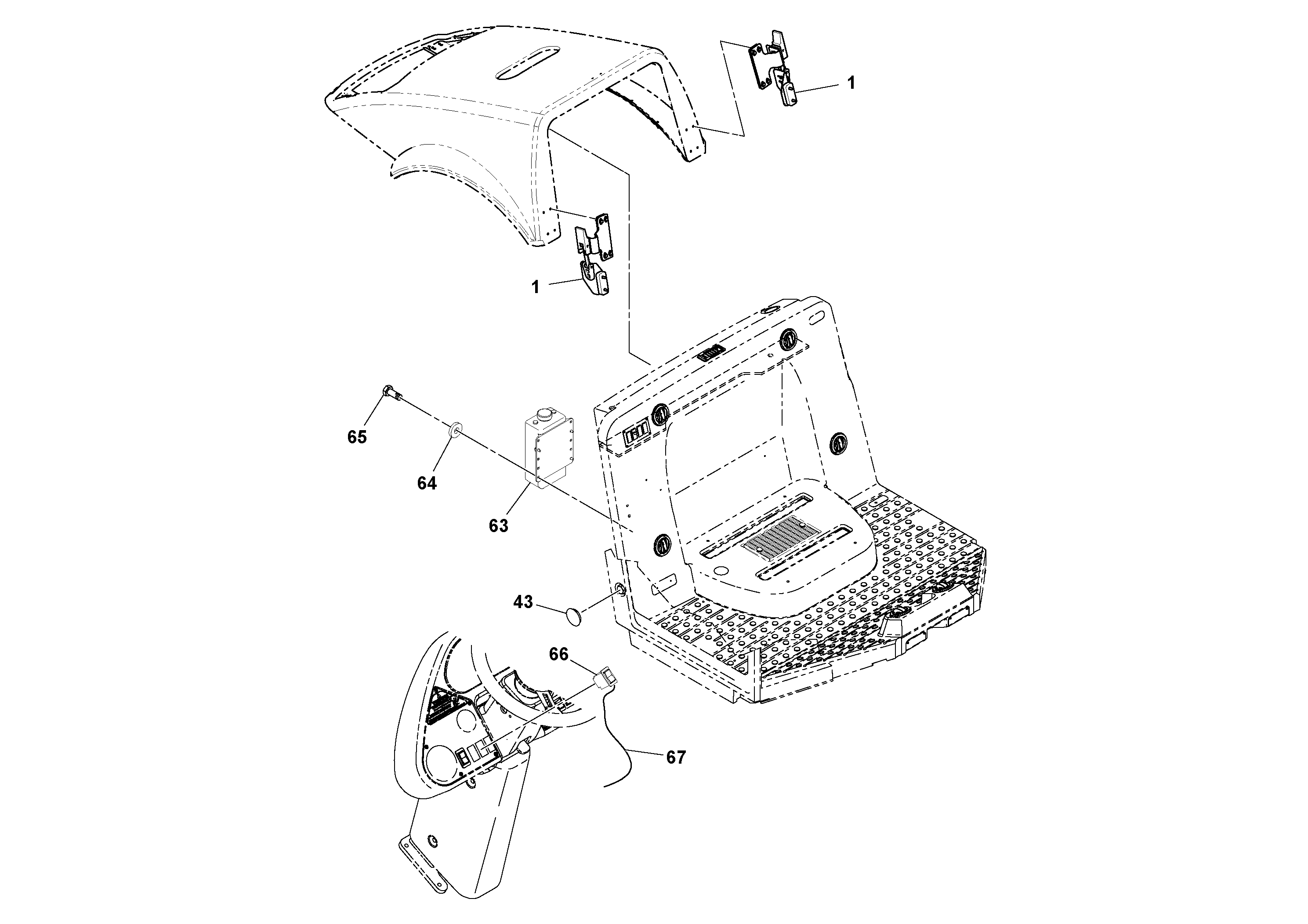 Схема запчастей Volvo SD100D/100F/SD105DX/105F S/N 197389 - - 51397 Cab Installation 