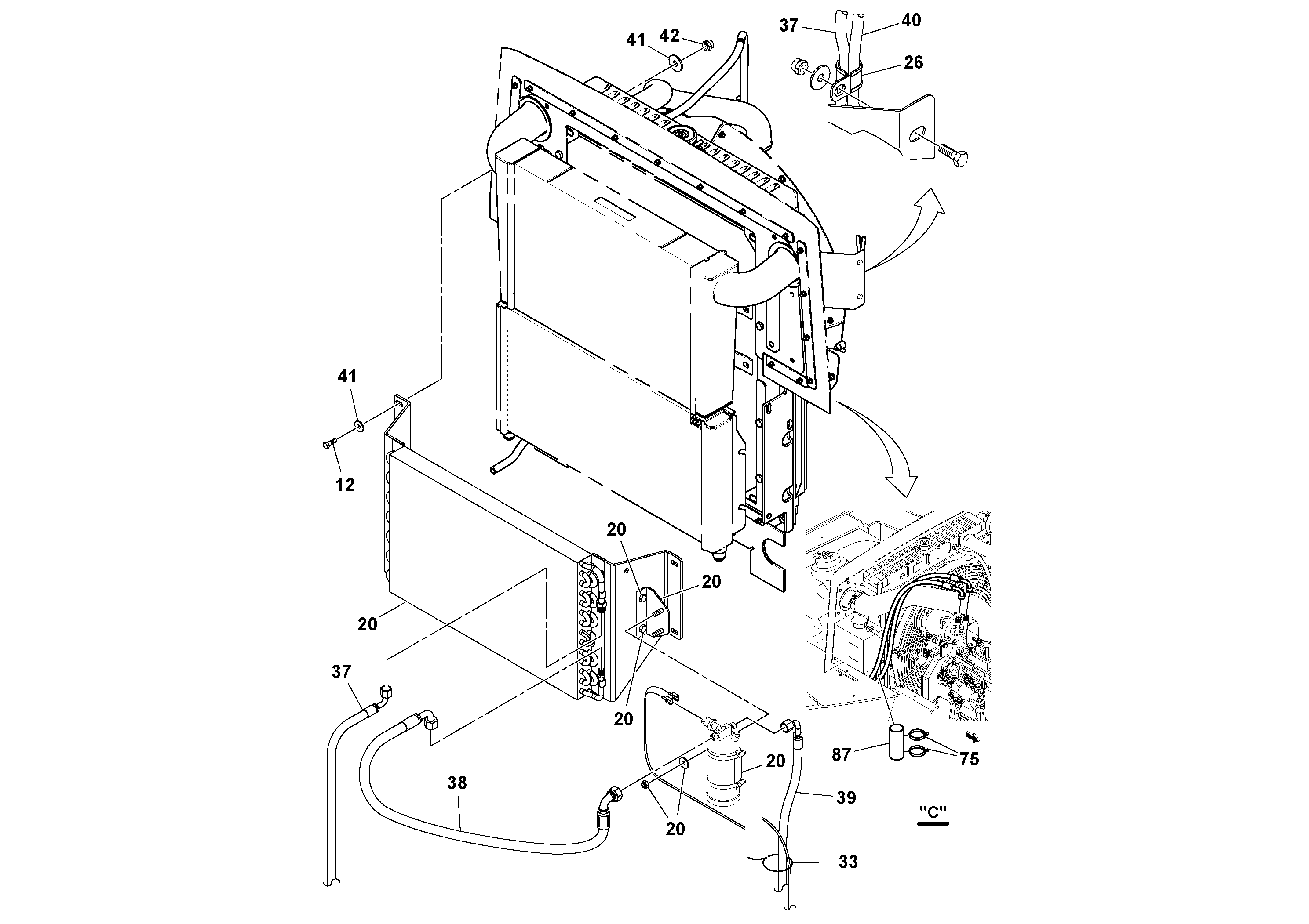 Схема запчастей Volvo SD100D/100F/SD105DX/105F S/N 197389 - - 51399 Cab Installation 