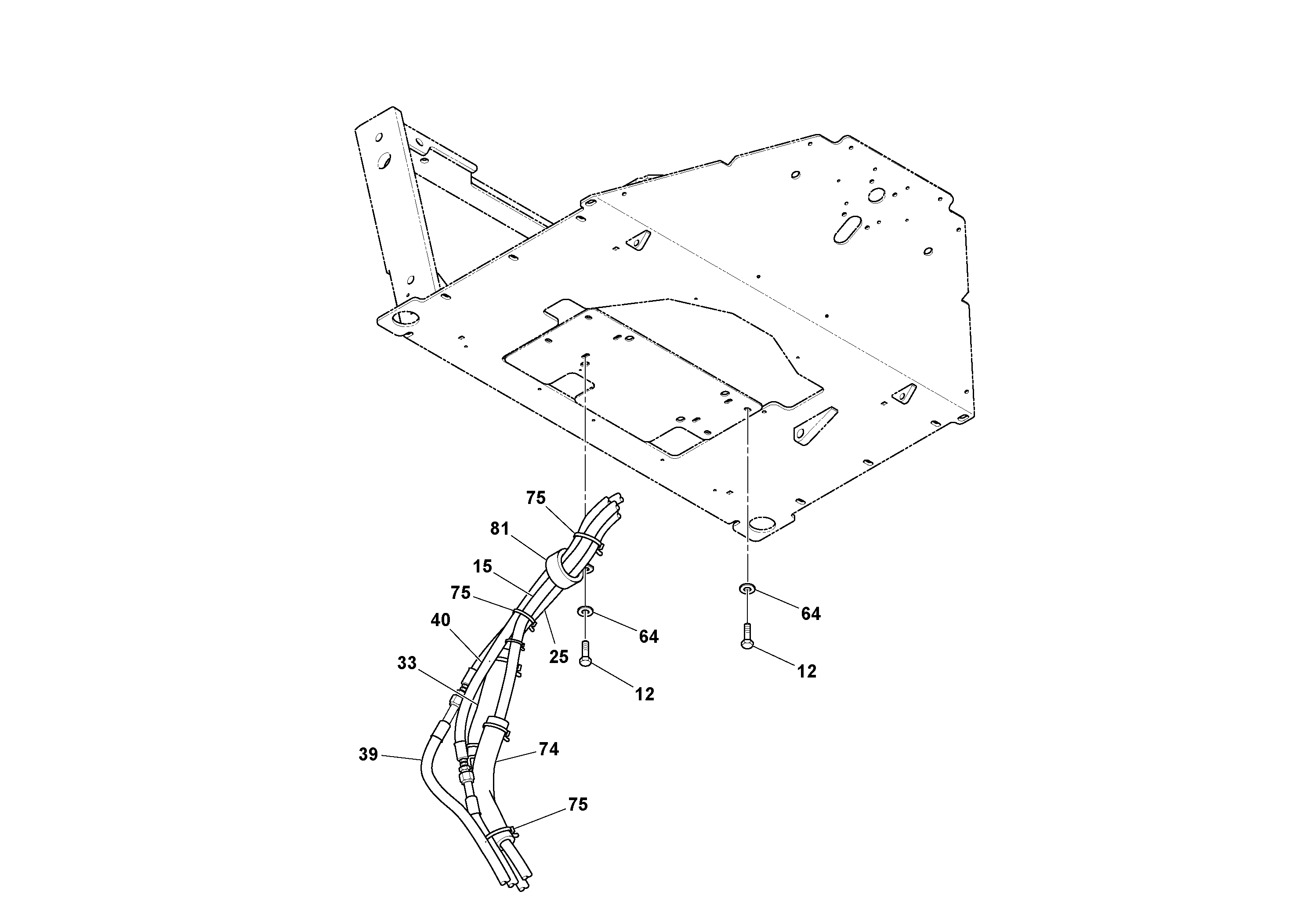 Схема запчастей Volvo SD100D/100F/SD105DX/105F S/N 197389 - - 56564 Cab Installation 