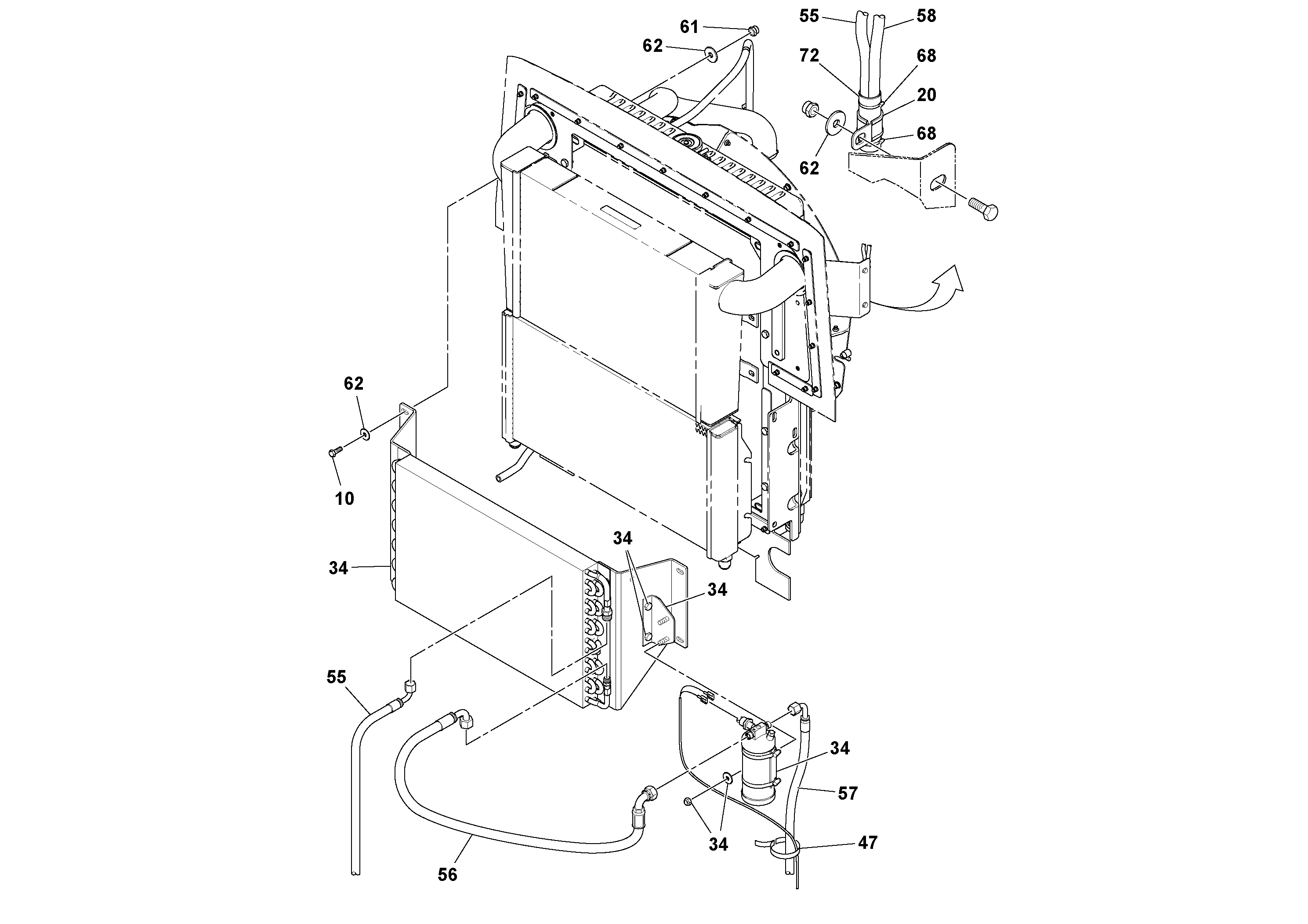 Схема запчастей Volvo SD122 S/N 195942 - - 76105 Heater and air conditioning installation 