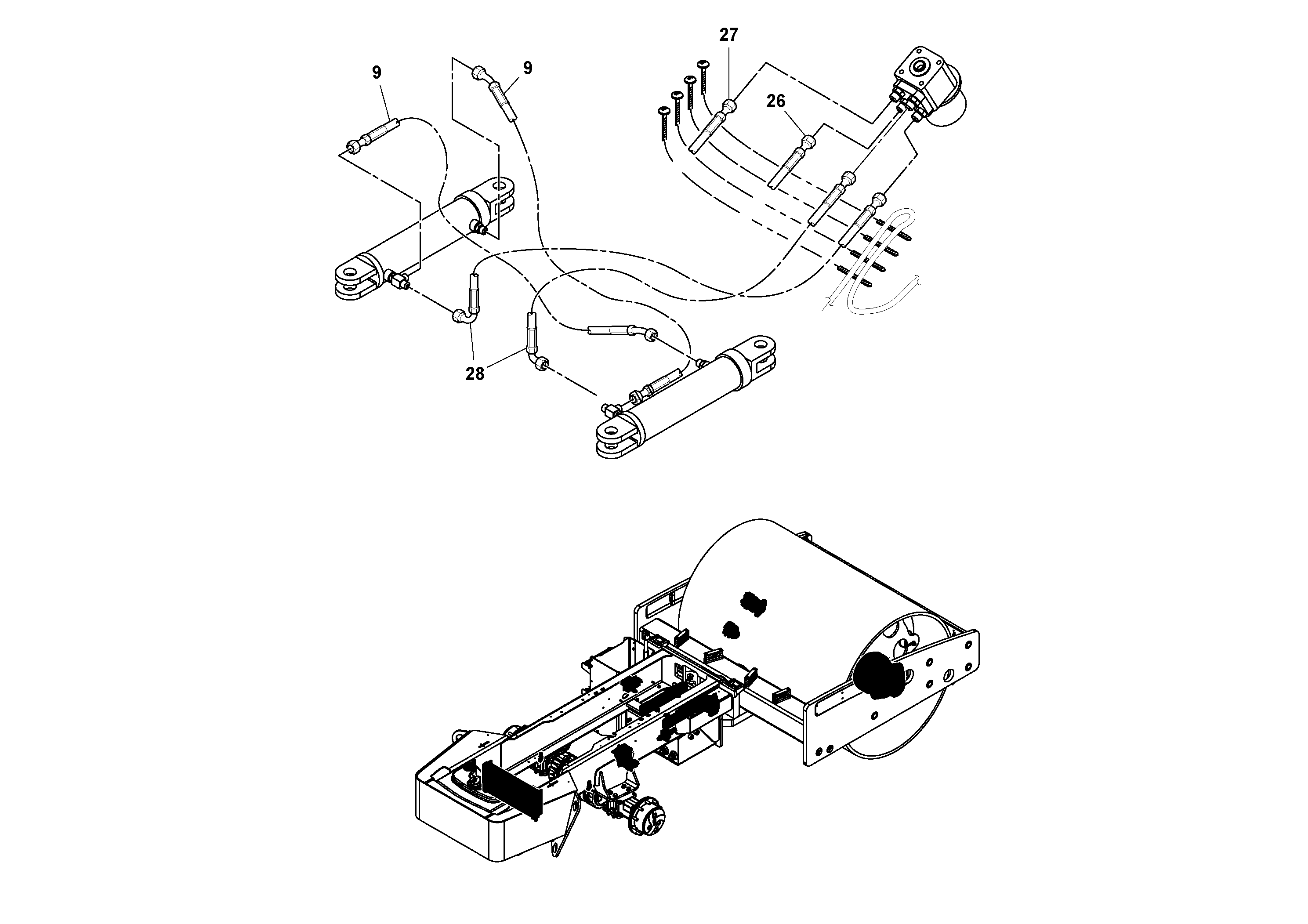 Схема запчастей Volvo SD122 S/N 195942 - - 59327 Rear Frame Hoses Installation 