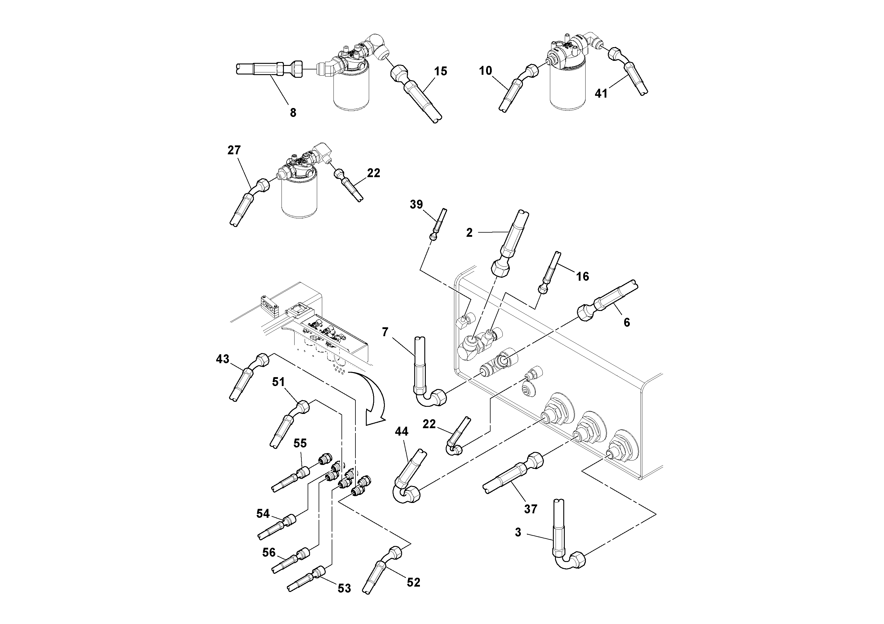 Схема запчастей Volvo SD122 S/N 195942 - - 87516 Rear Frame Hoses Installation 