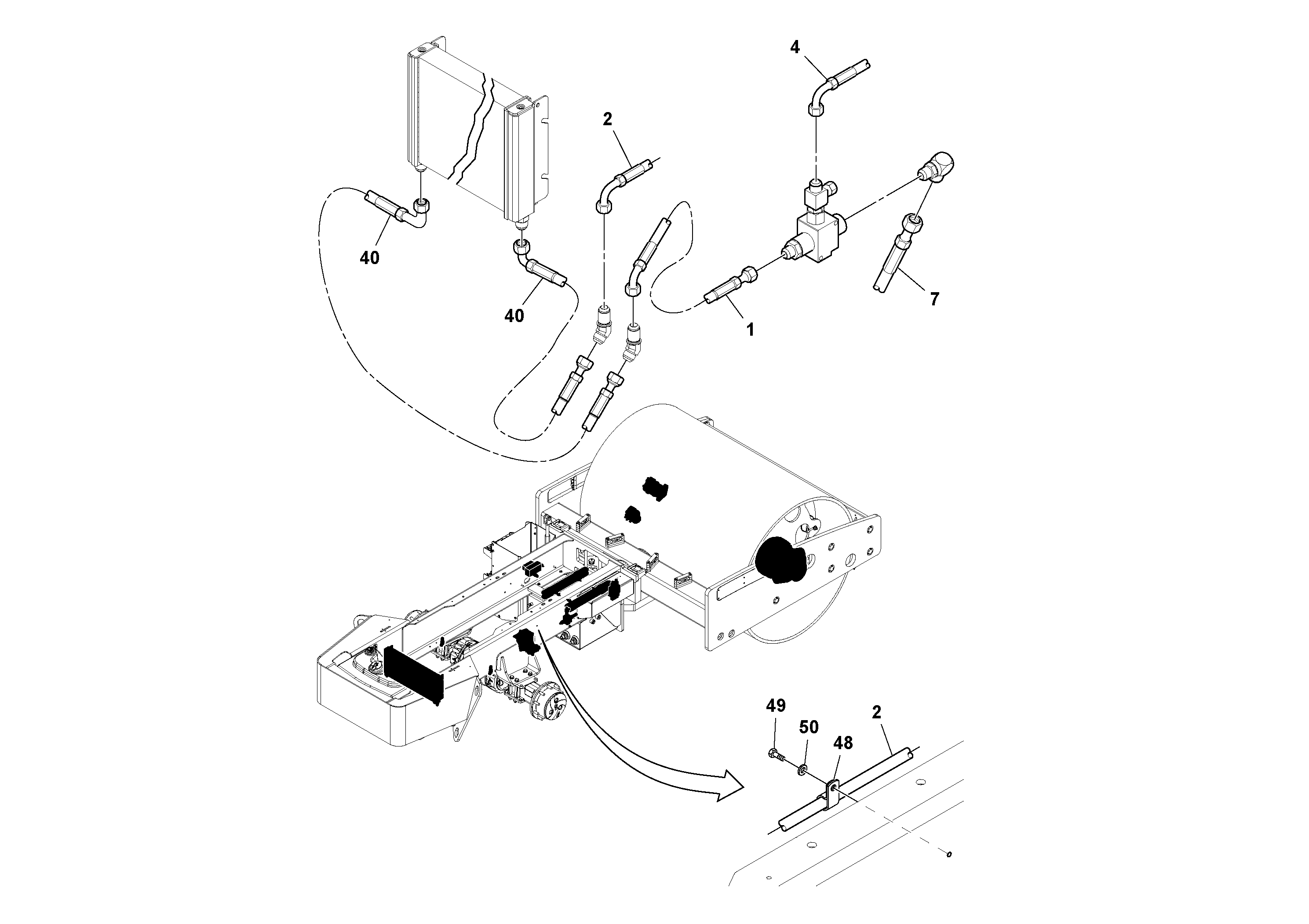 Схема запчастей Volvo SD122 S/N 195942 - - 96348 Rear Frame Hoses Installation 