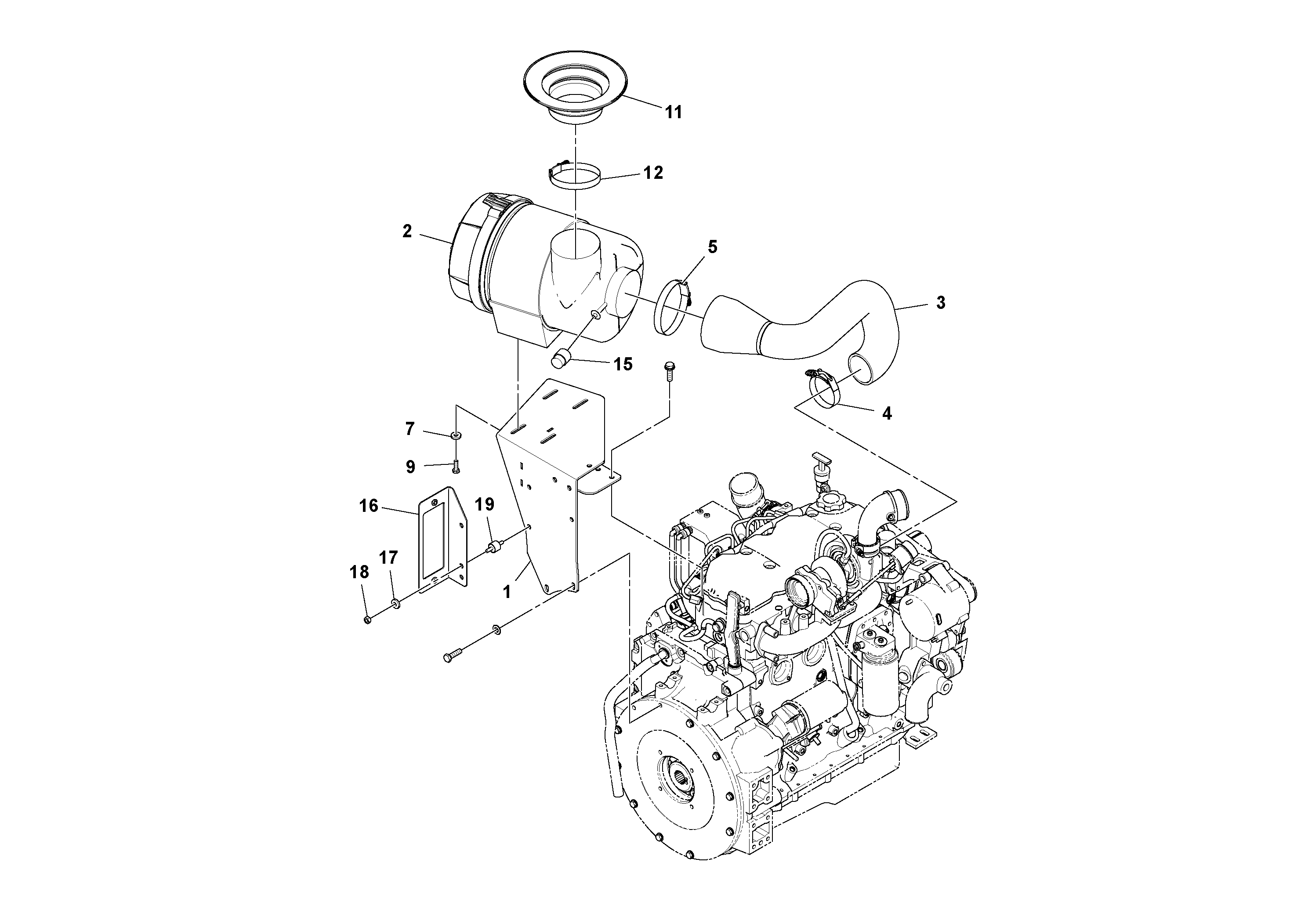 Схема запчастей Volvo SD122 S/N 195942 - - 9078 Air cleaner installation 
