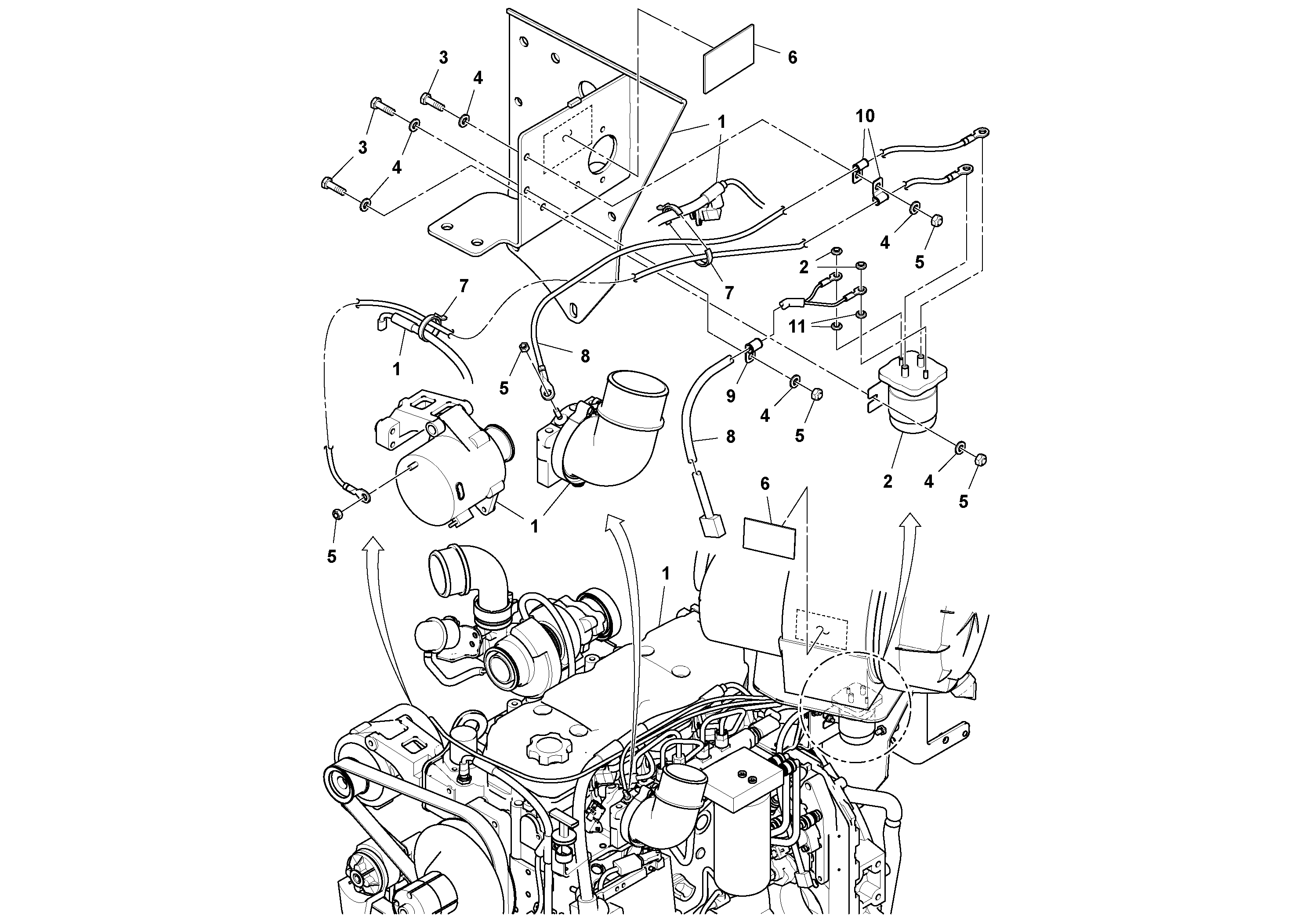 Схема запчастей Volvo SD122 S/N 195942 - - 36630 Grid Heater Installation 