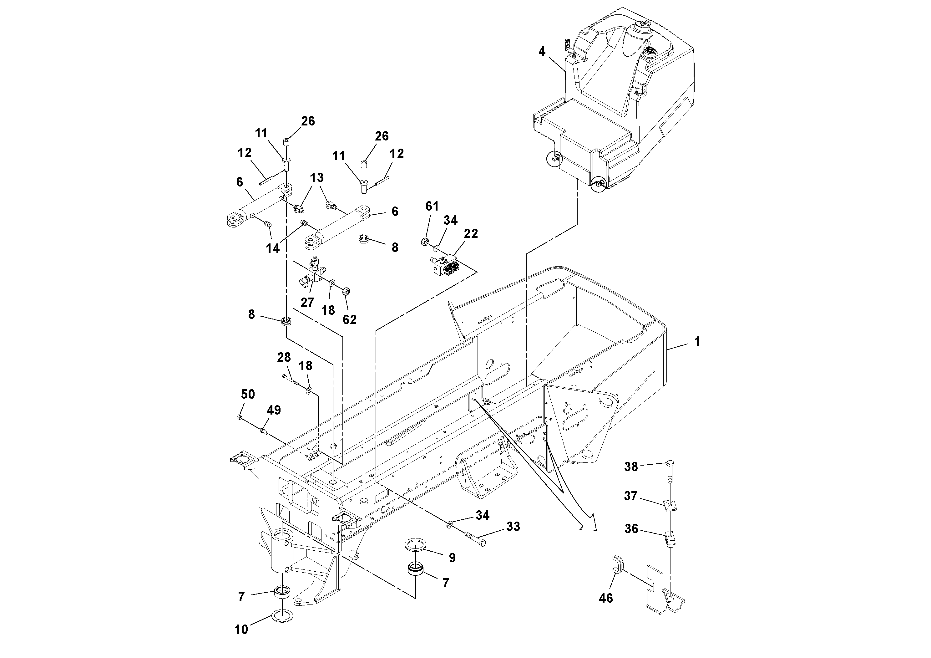Схема запчастей Volvo SD122 S/N 195942 - - 74291 Rear Frame Installation 