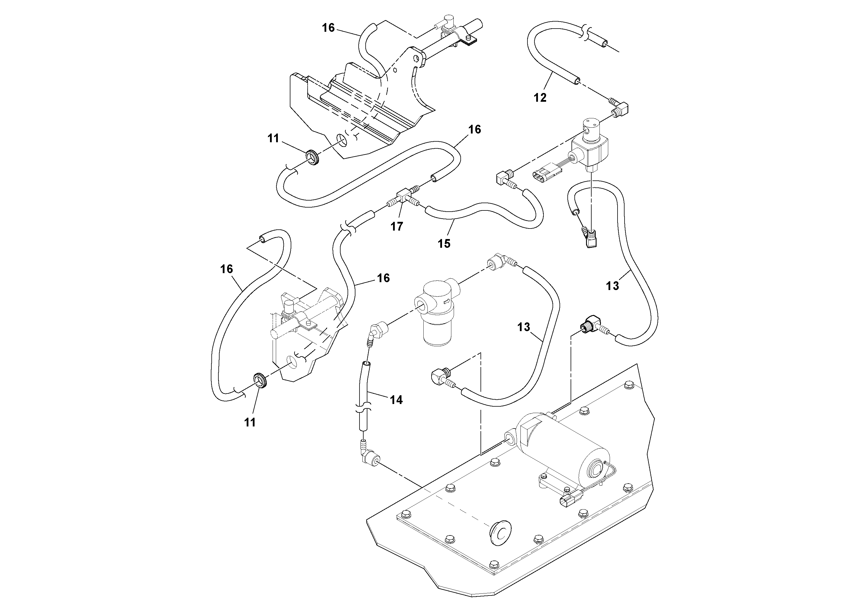 Схема запчастей Volvo SD77DA S/N 197788- - 53450 Water Hoses Installation 