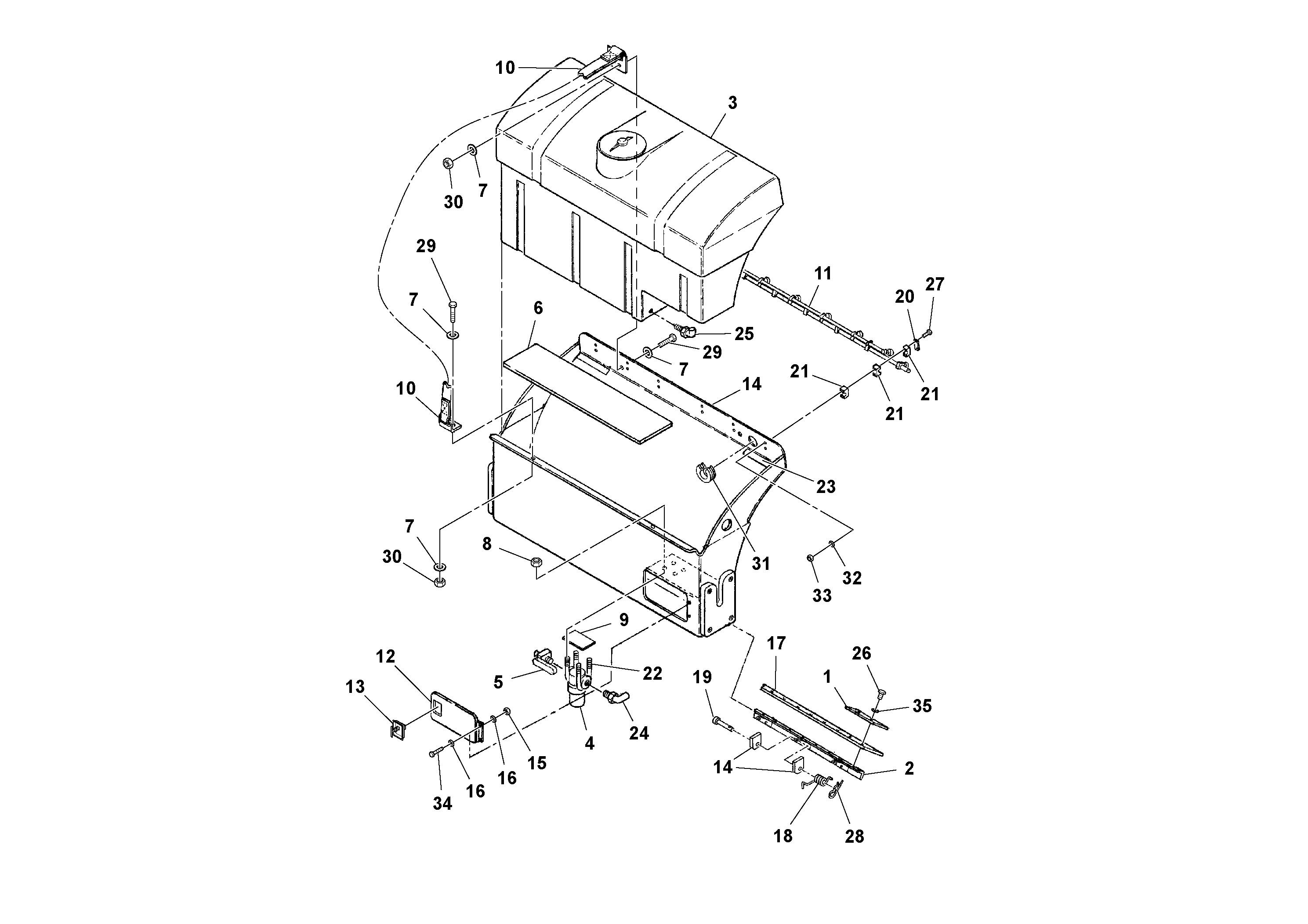 Схема запчастей Volvo SD77DA S/N 197788- - 64980 Water Tank Installation 