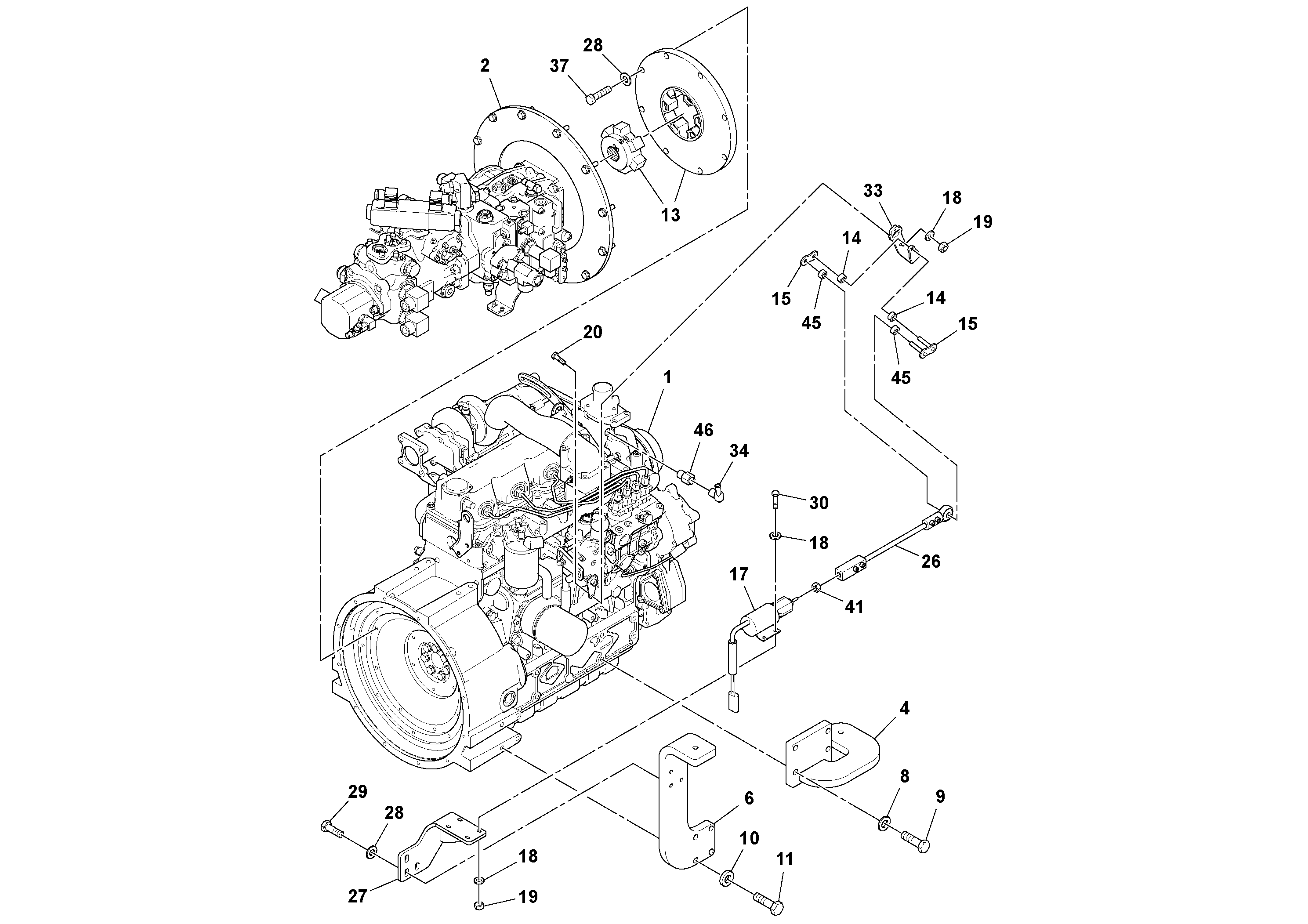 Схема запчастей Volvo SD77DA S/N 197788- - 97907 Двигатель в сборе 