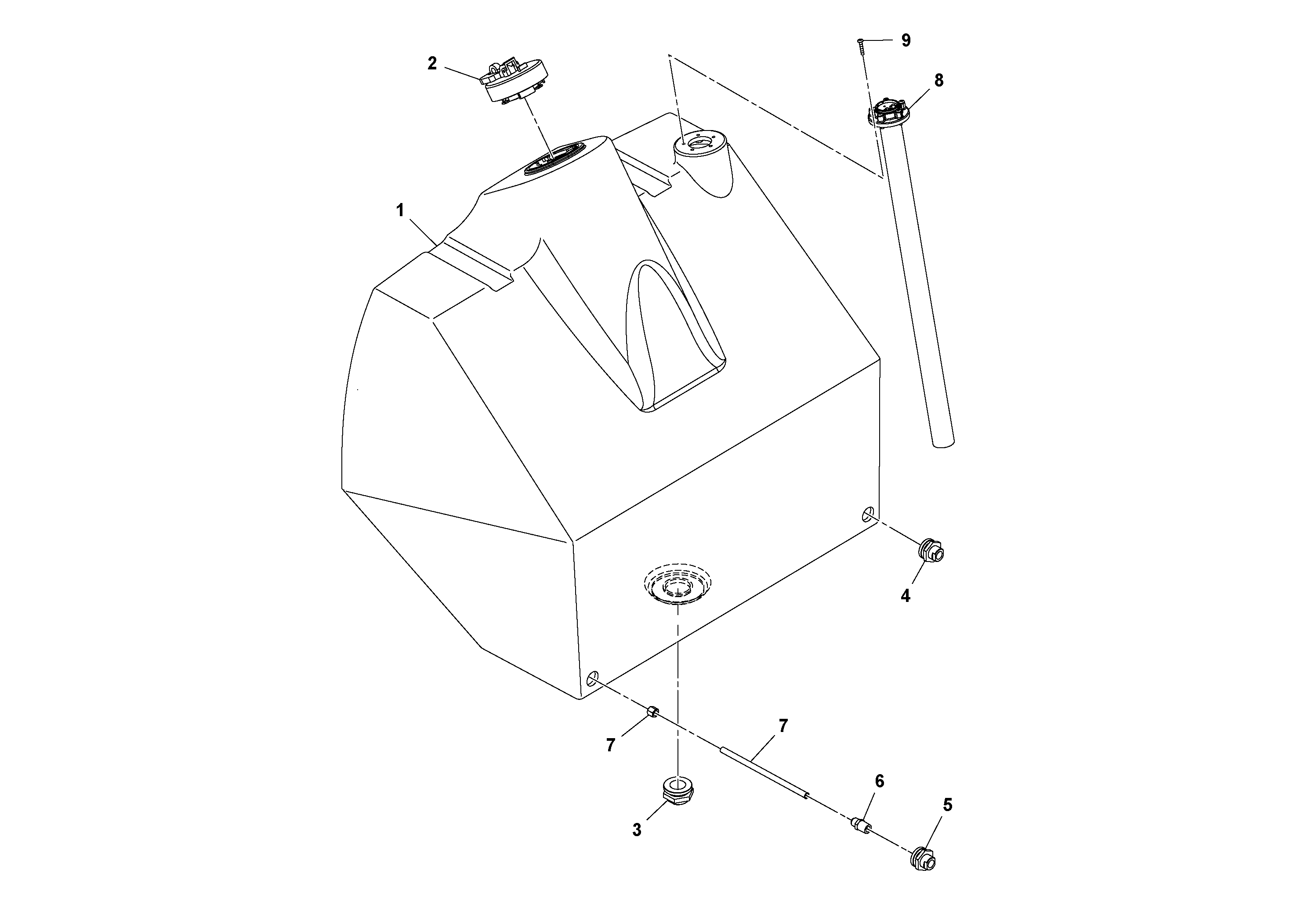 Схема запчастей Volvo SD77DA S/N 197788- - 45805 Fuel Tank Assembly 