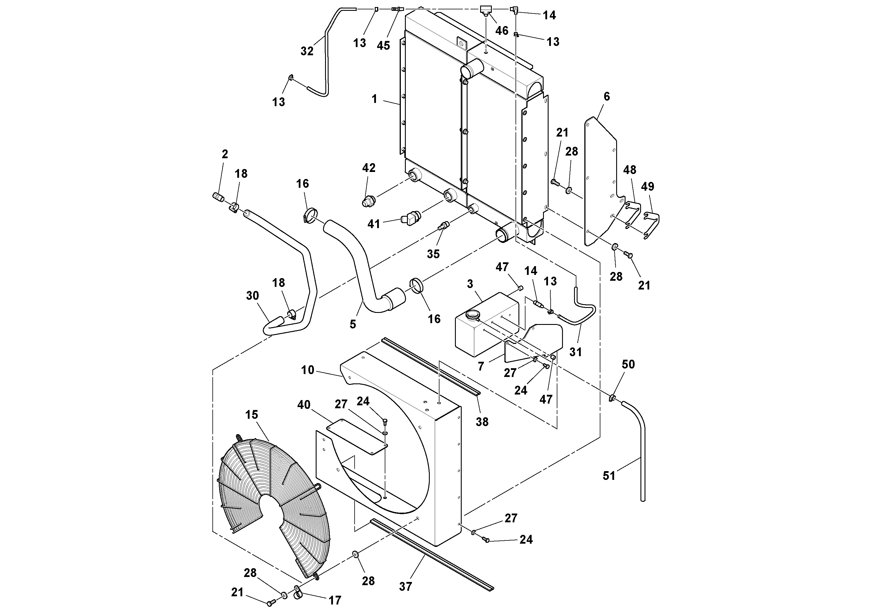 Схема запчастей Volvo SD77DA S/N 197788- - 63986 Radiator and Oil Cooler Installation 