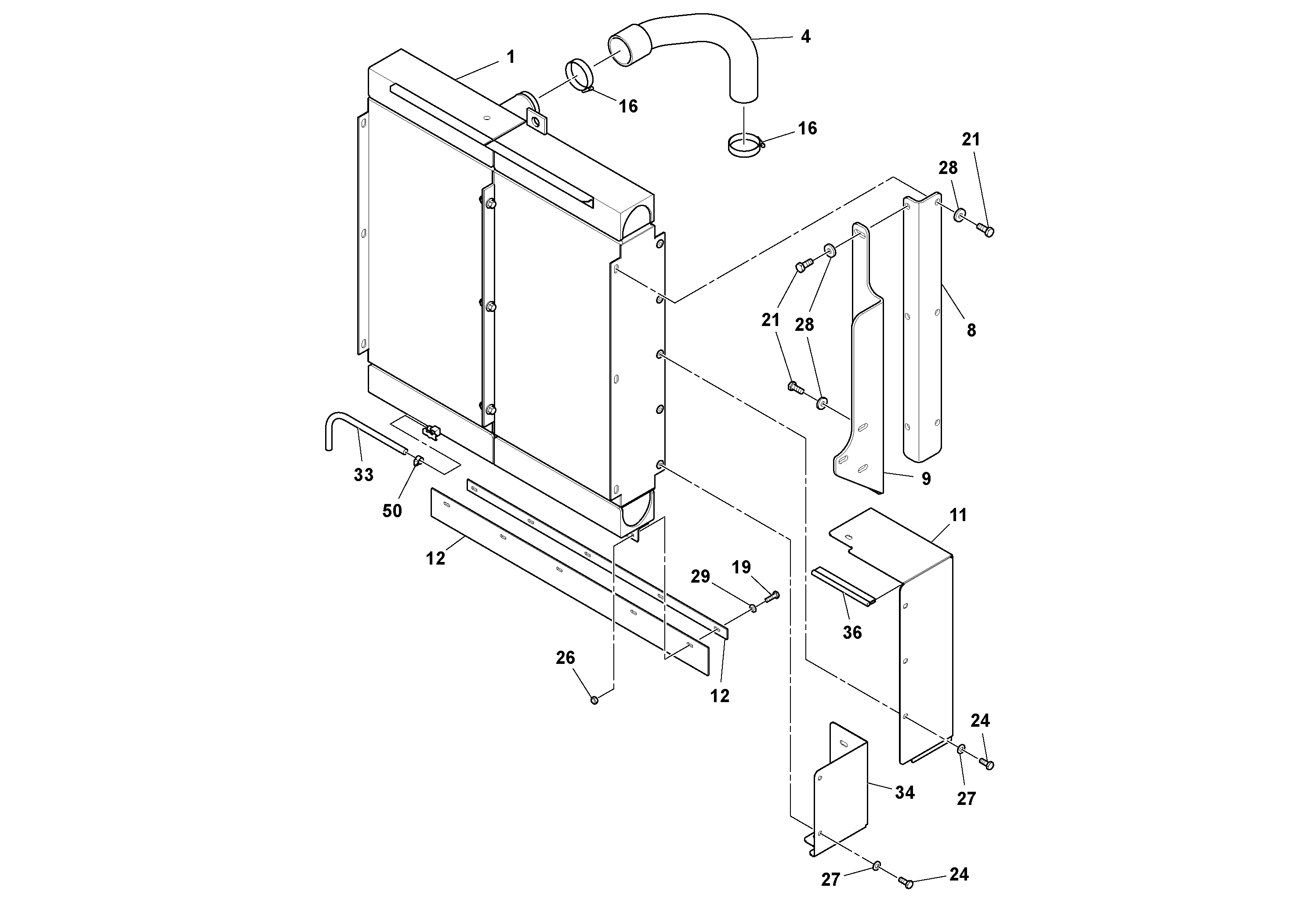 Схема запчастей Volvo SD77DA S/N 197788- - 63987 Radiator and Oil Cooler Installation 