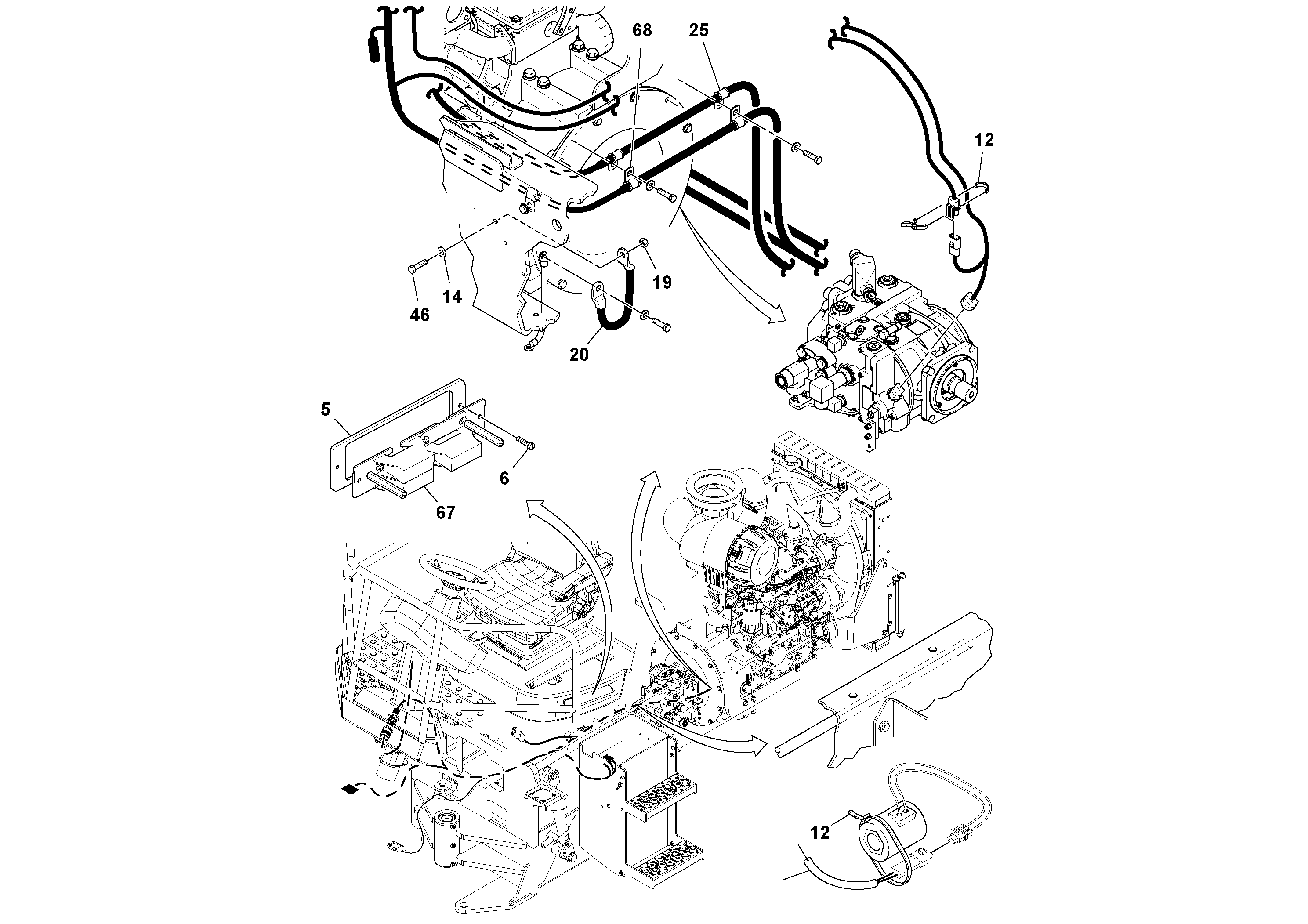 Схема запчастей Volvo SD77DA S/N 197788- - 24529 Main Cable Harness Installation 