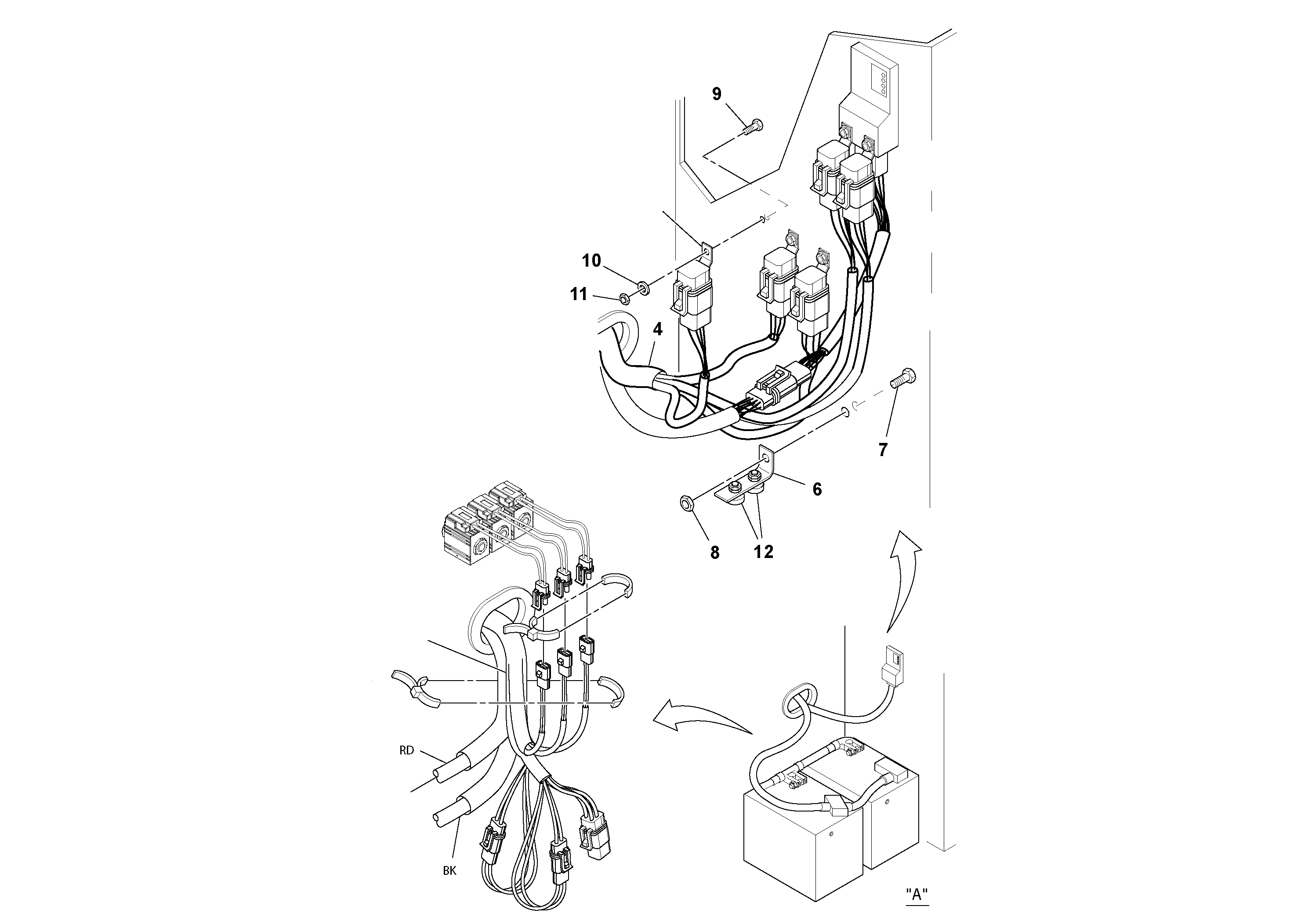 Схема запчастей Volvo SD77DA S/N 197788- - 46230 Water System Cable Harness Installation 