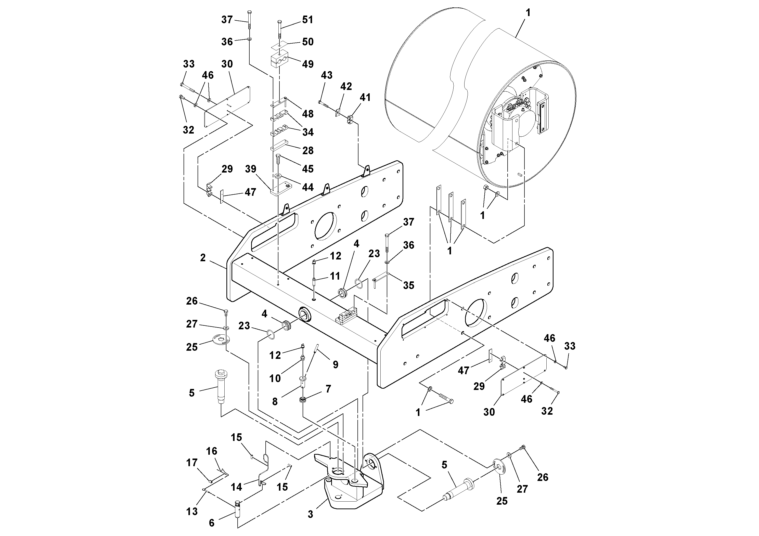 Схема запчастей Volvo SD77DA S/N 197788- - 25053 Front Frame Installation 