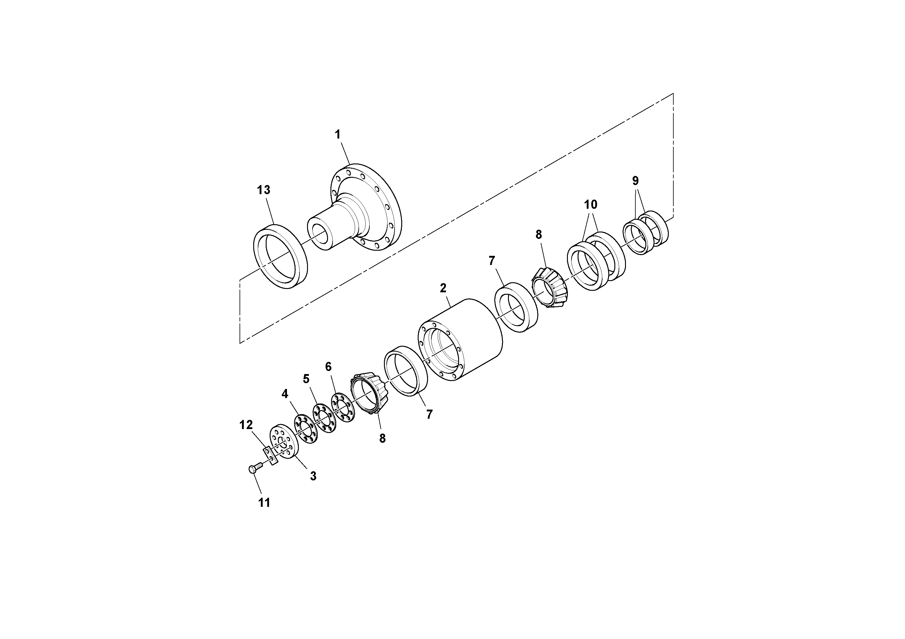 Схема запчастей Volvo SD77DA S/N 197788- - 27888 Carrier And Spindle Assembly 