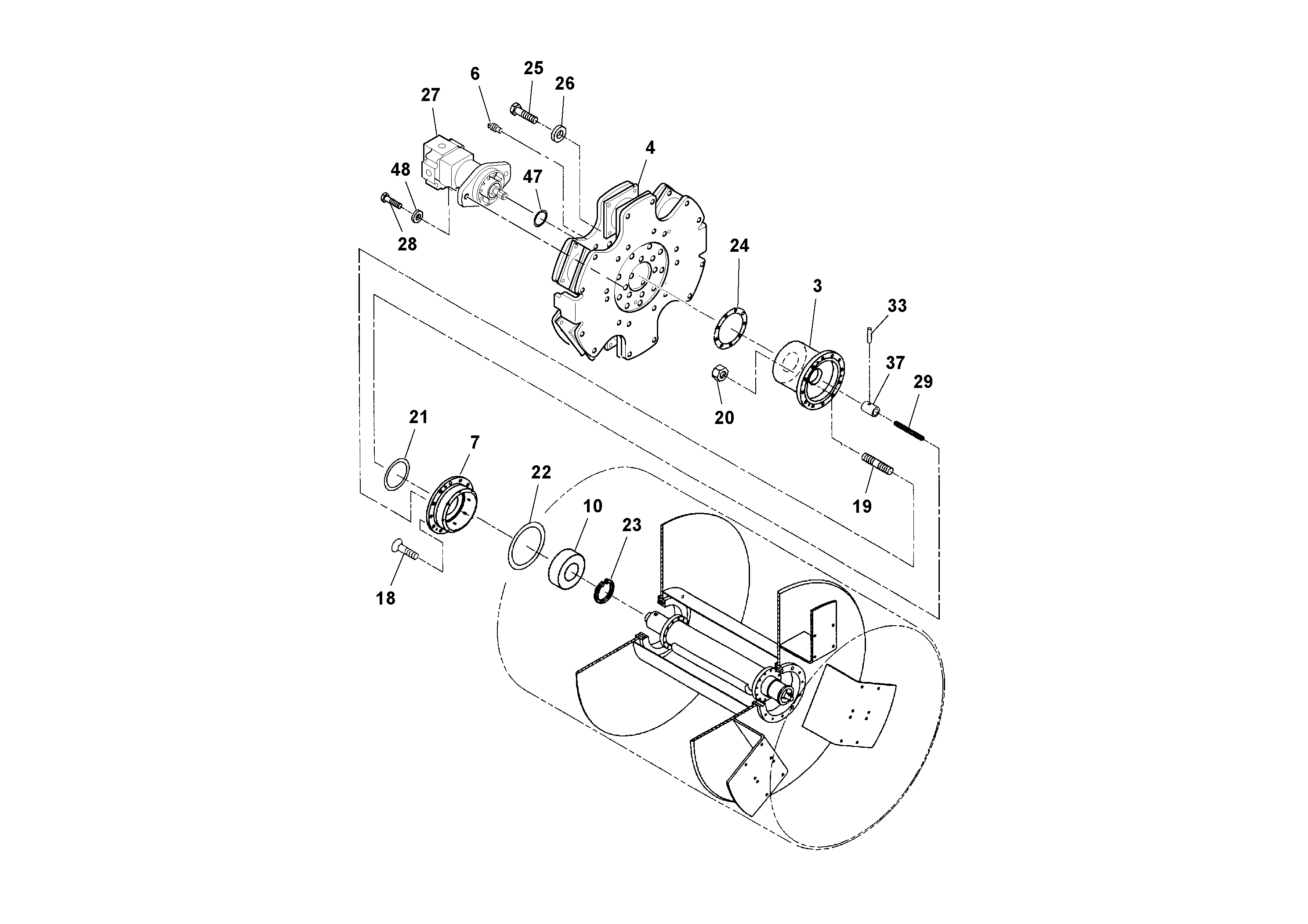 Схема запчастей Volvo SD77DA S/N 197788- - 37387 Drum Assembly 