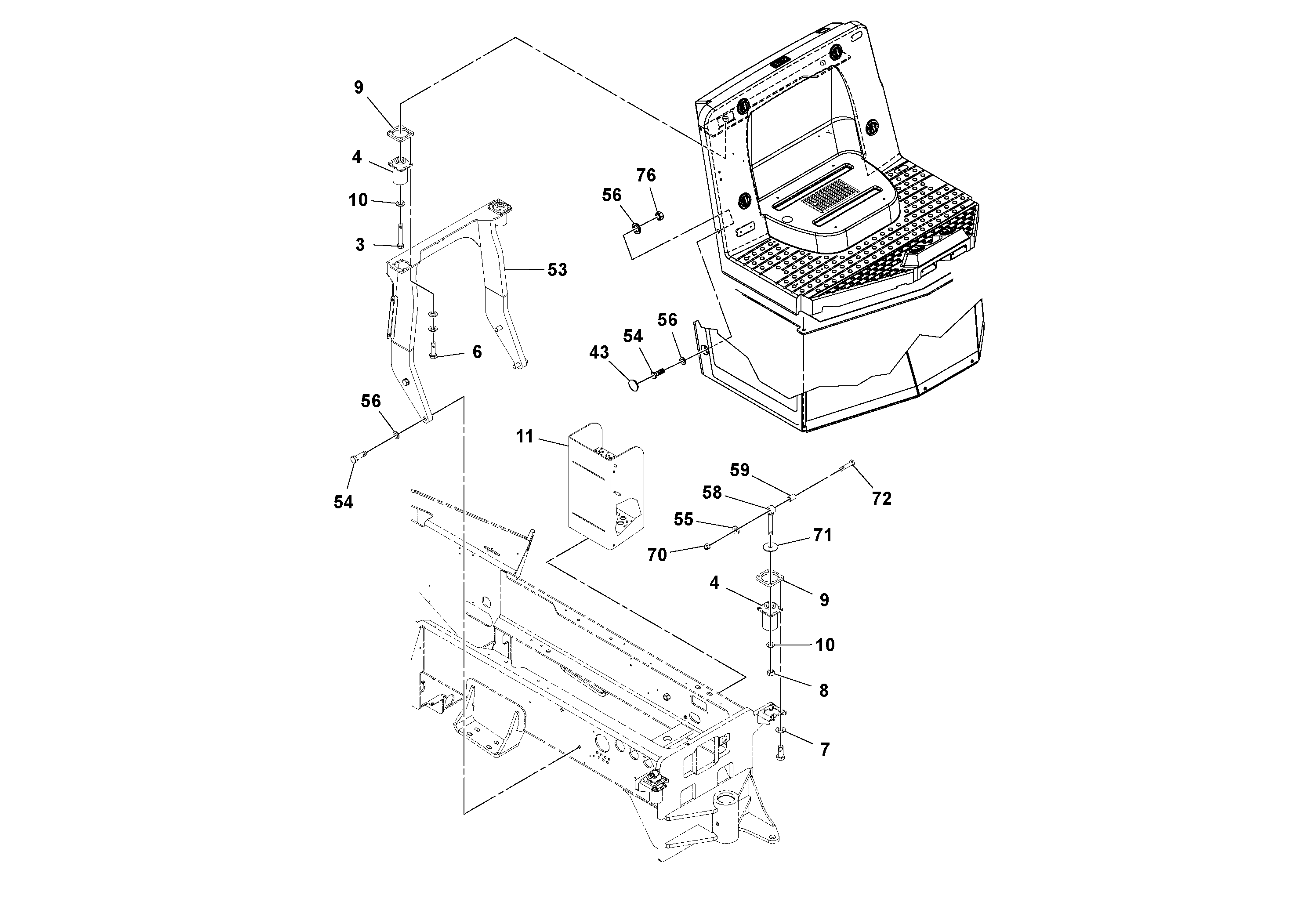 Схема запчастей Volvo SD77DA S/N 197788- - 105001 Cab With Heater and Air Conditioning 