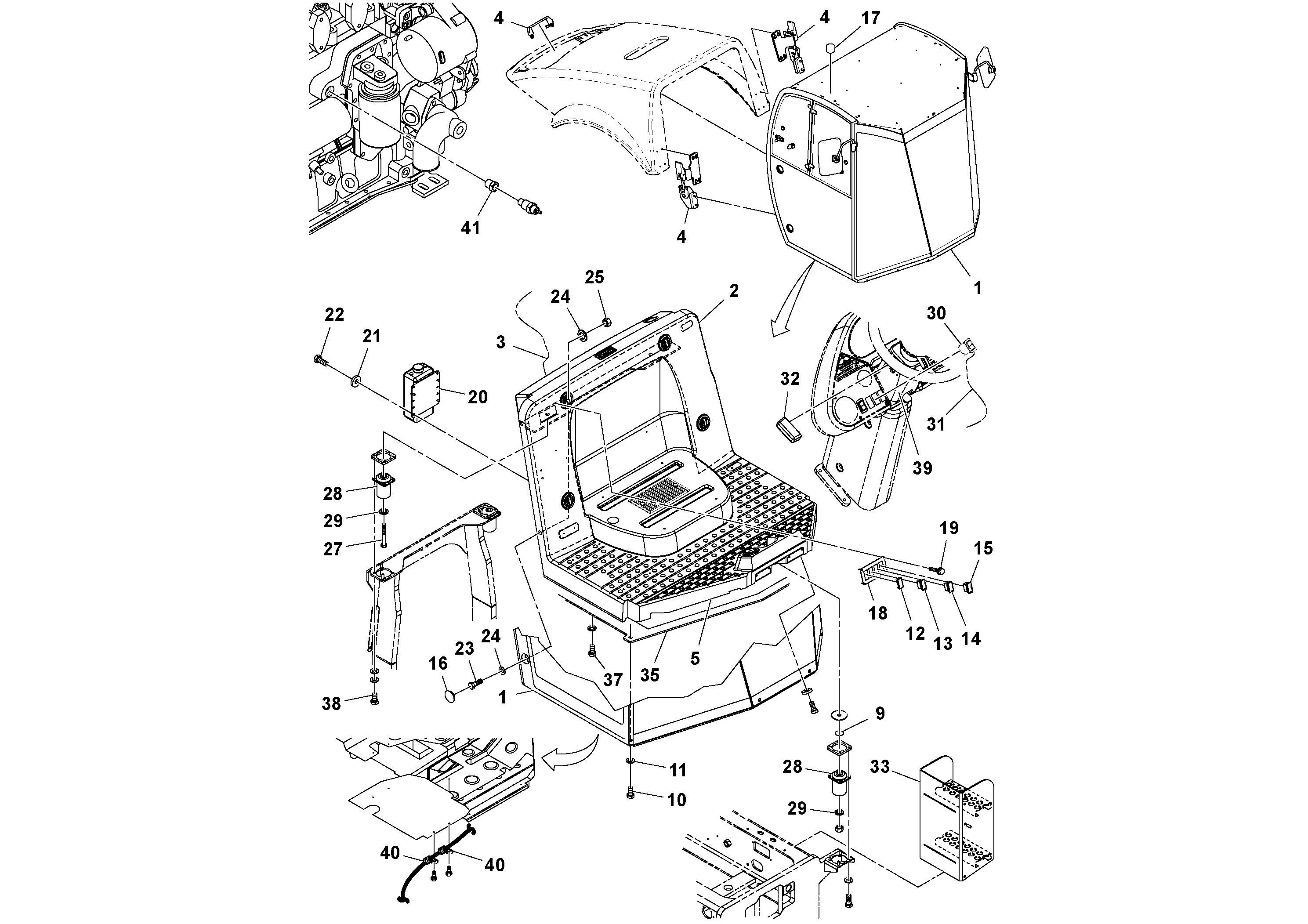 Схема запчастей Volvo SD77DA S/N 197788- - 39318 Cab With Heater and Air Conditioning 