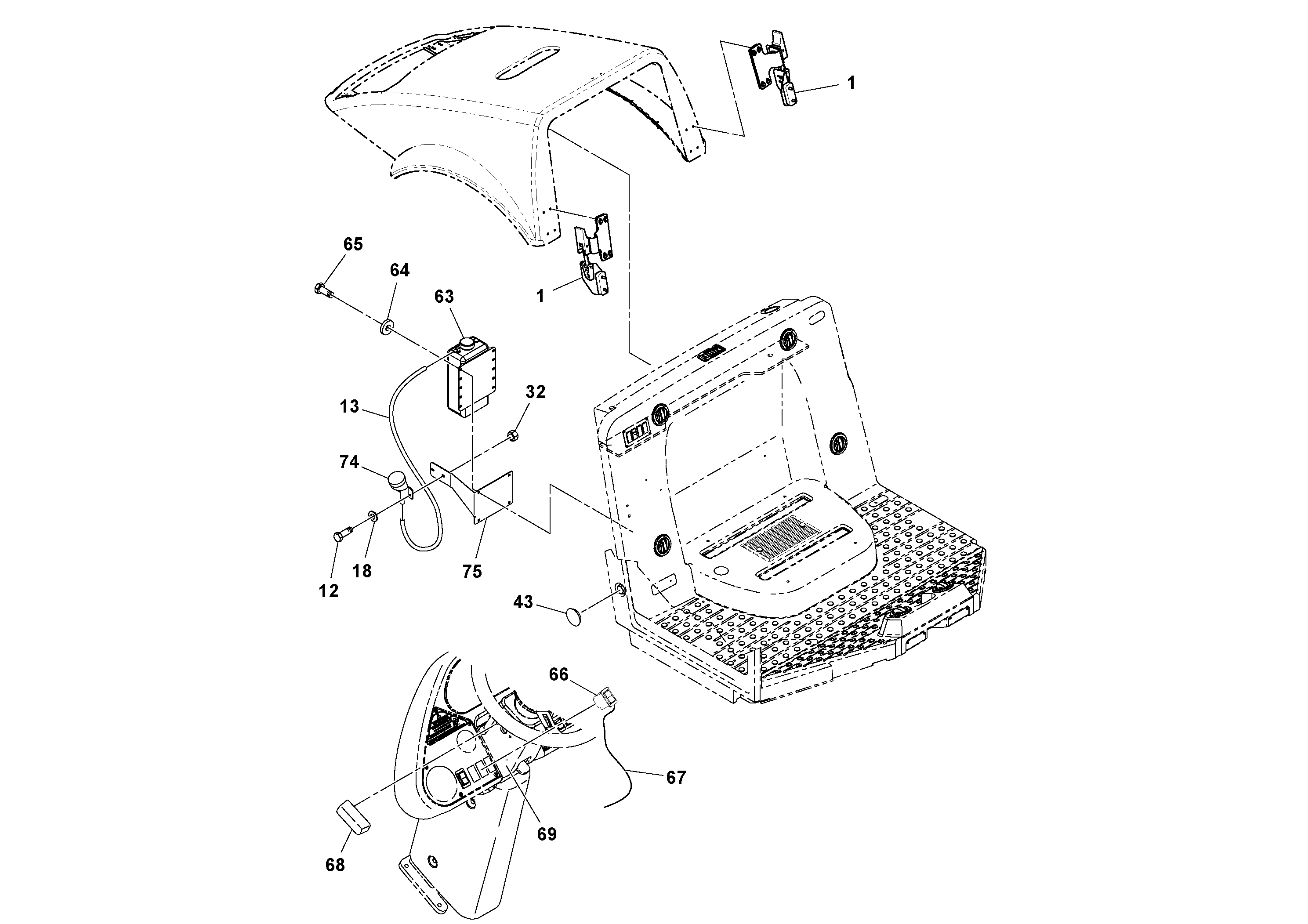 Схема запчастей Volvo SD77DA S/N 197788- - 74227 Cab With Heater and Air Conditioning 