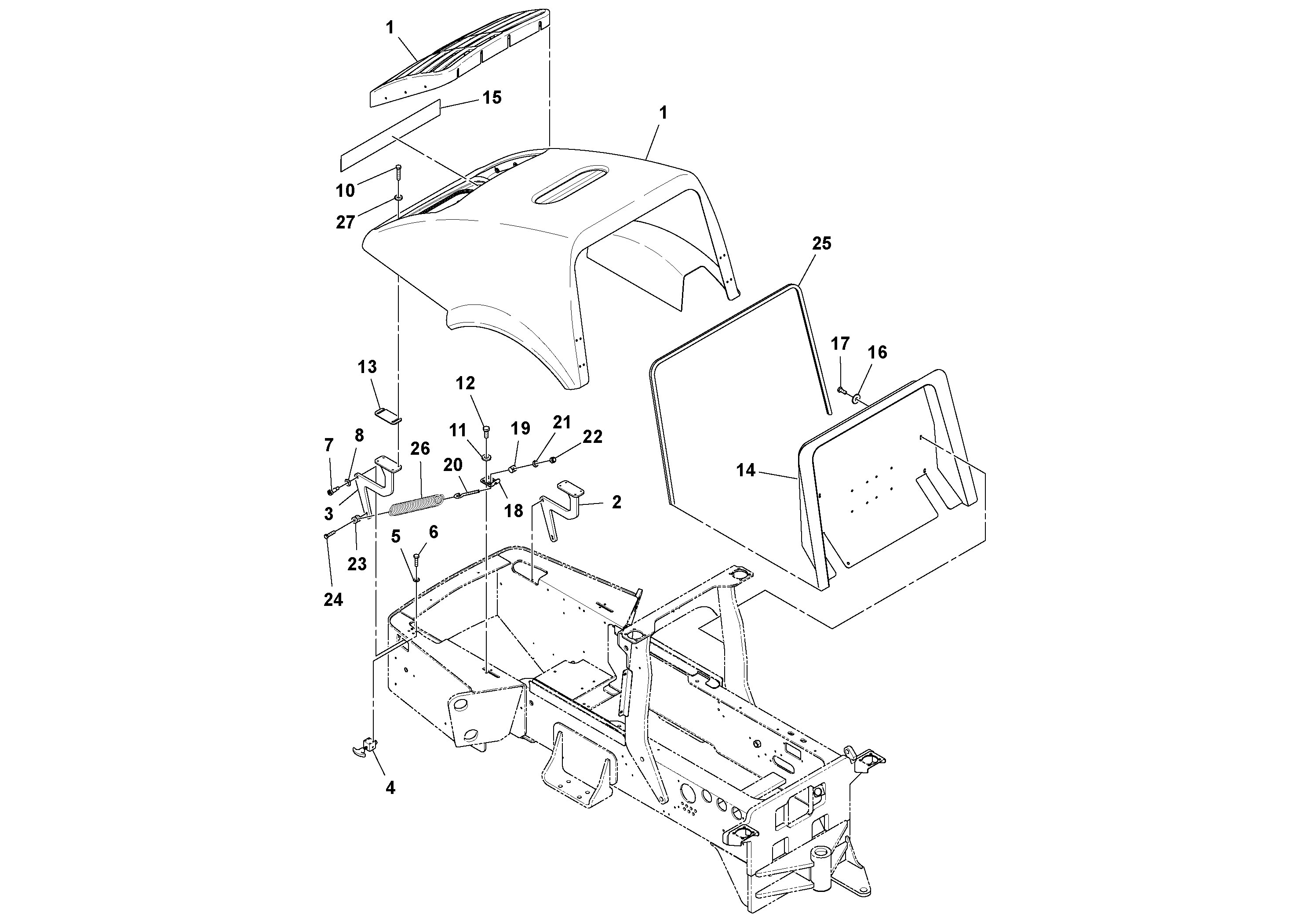 Схема запчастей Volvo SD77DA S/N 197788- - 98222 Hood Installation 