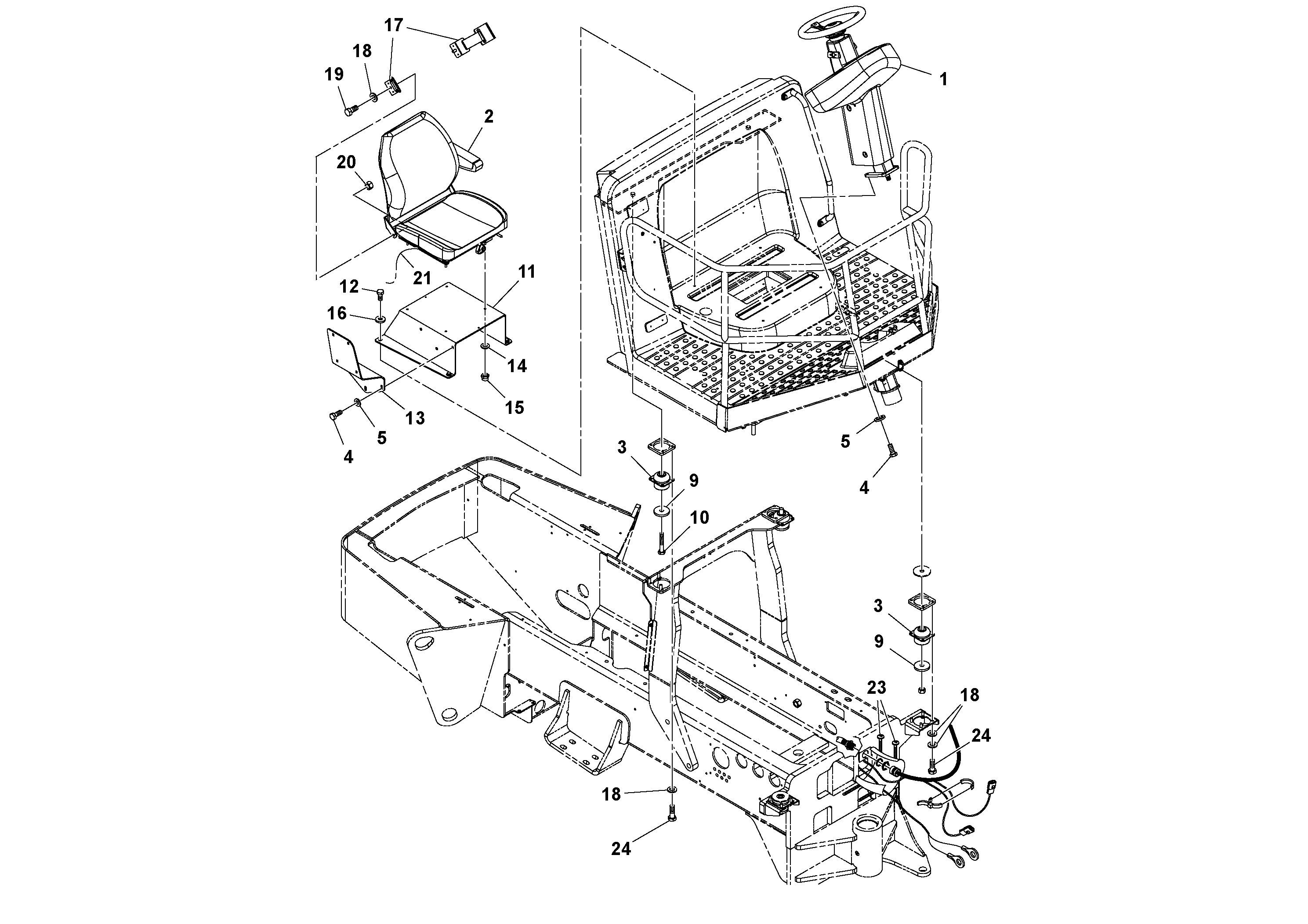 Схема запчастей Volvo SD77DA S/N 197788- - 106637 Pedestal And Seat Installation 