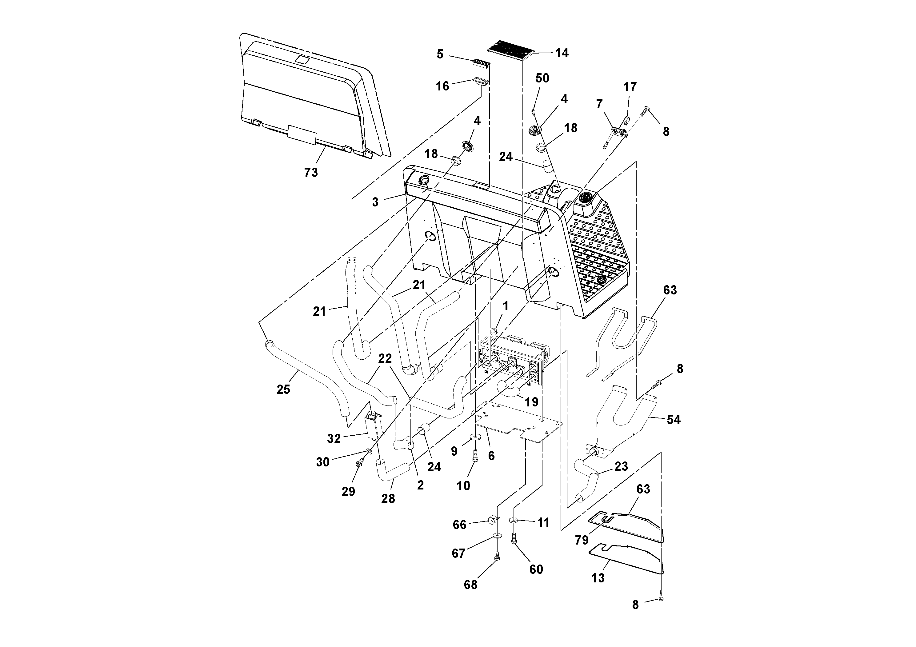 Схема запчастей Volvo SD77DA S/N 197788- - 106667 Cab Heater and Air Conditioning Assembly 