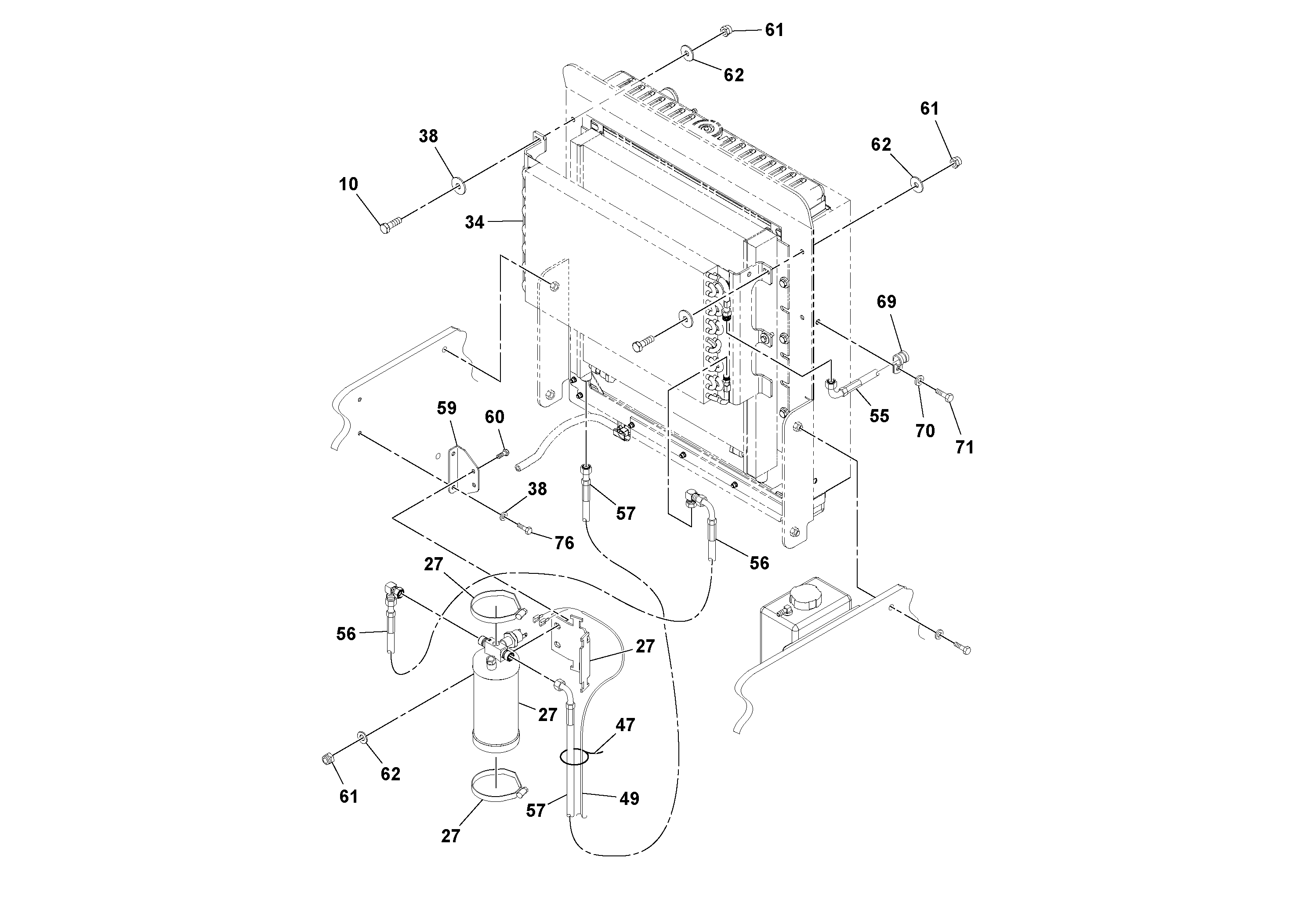 Схема запчастей Volvo SD77DA S/N 197788- - 43848 Cab Heater and Air Conditioning Assembly 