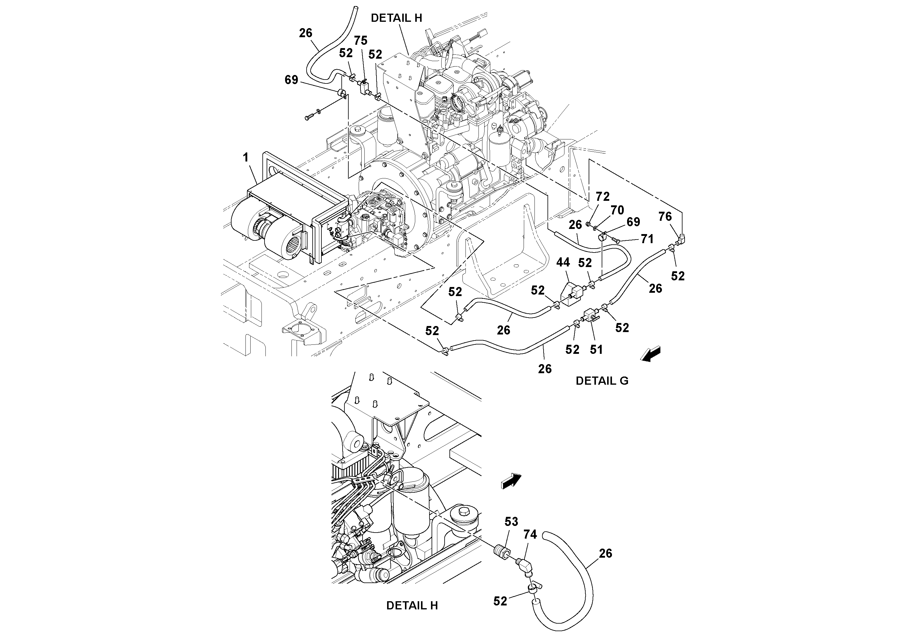 Схема запчастей Volvo SD77DA S/N 197788- - 43190 Cab Heater Assembly 