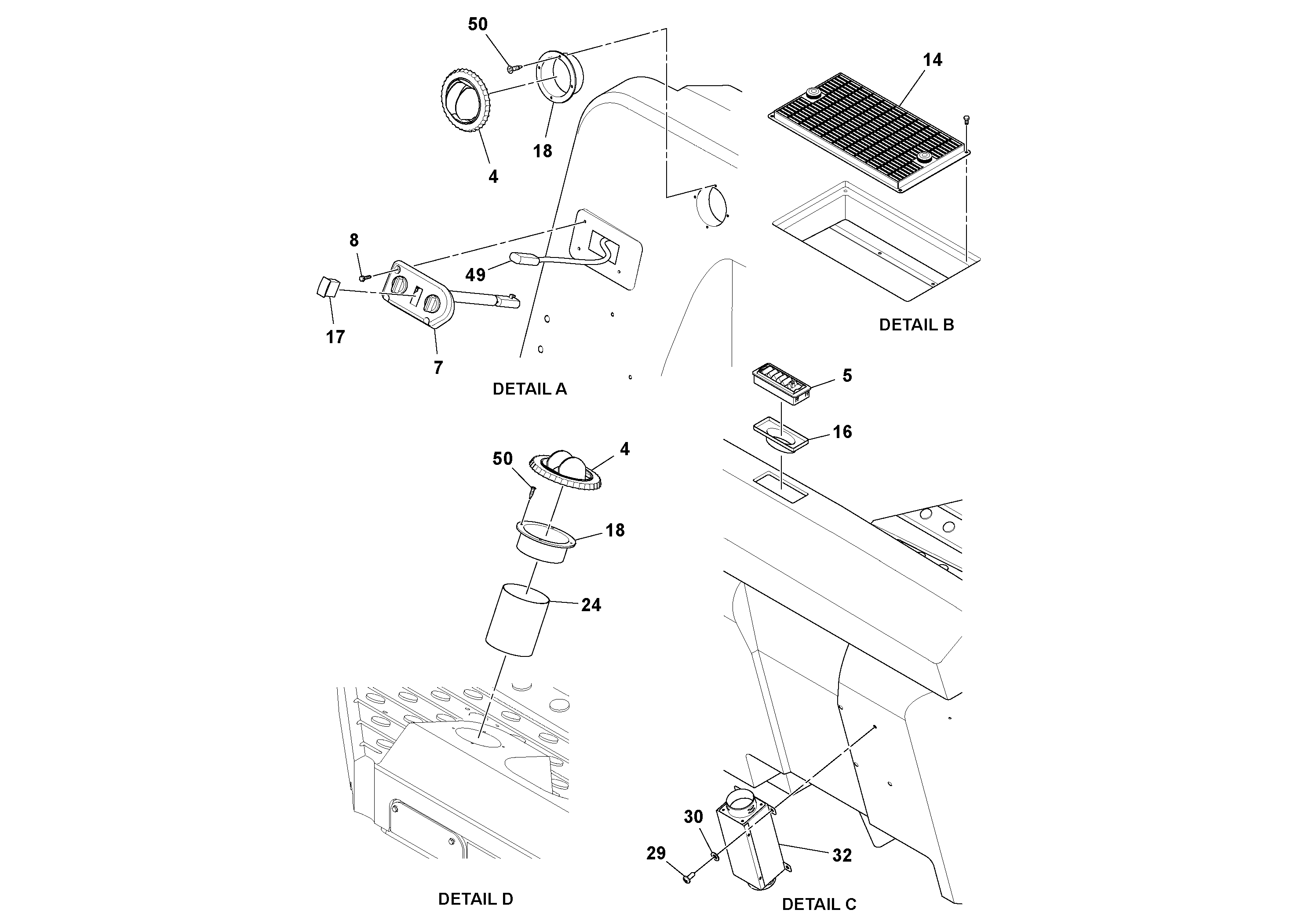 Схема запчастей Volvo SD77DA S/N 197788- - 99156 Cab Heater Assembly 