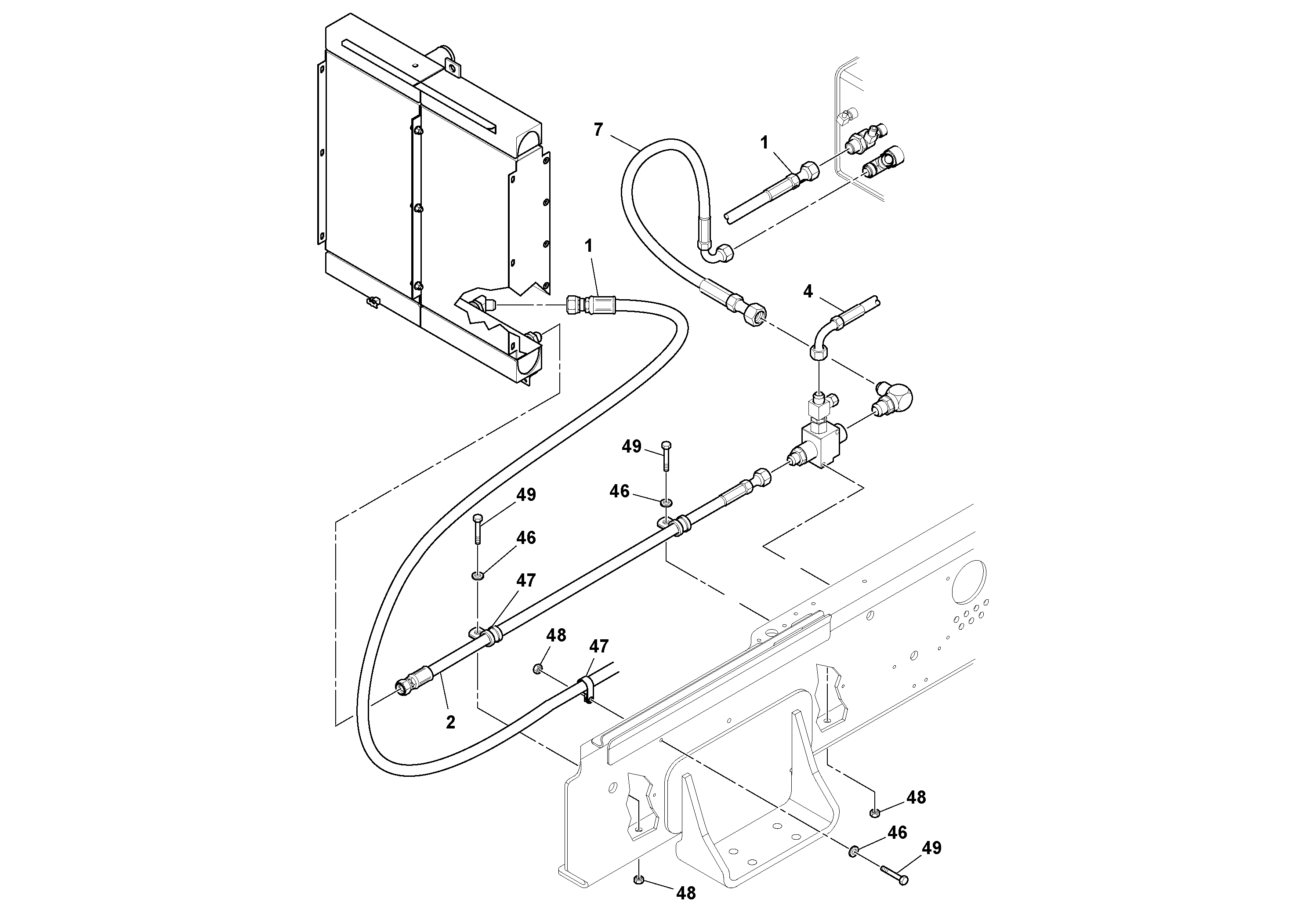 Схема запчастей Volvo SD77DA S/N 197788- - 53433 Hoses Installation 