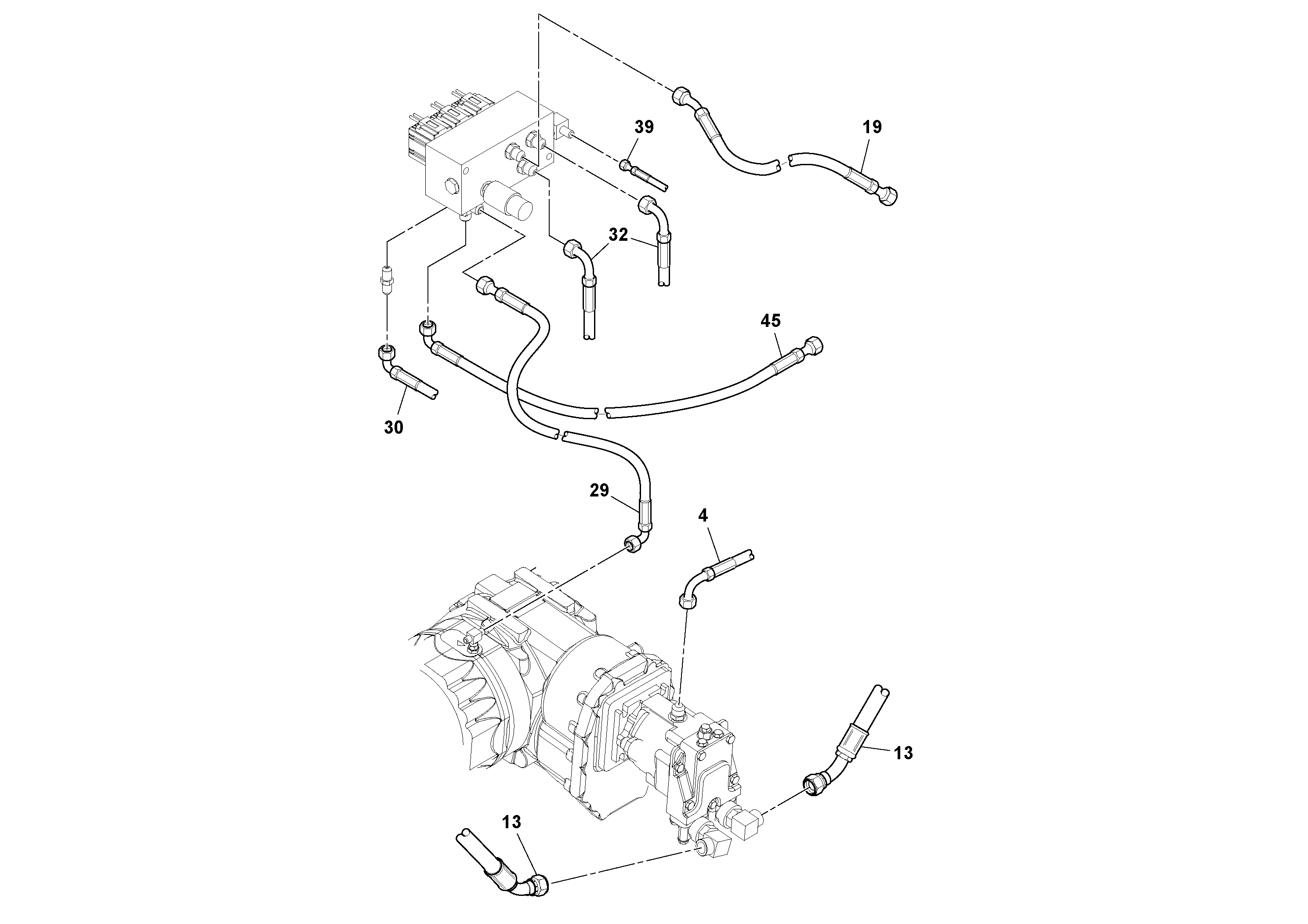 Схема запчастей Volvo SD77DA S/N 197788- - 53435 Hoses Installation 