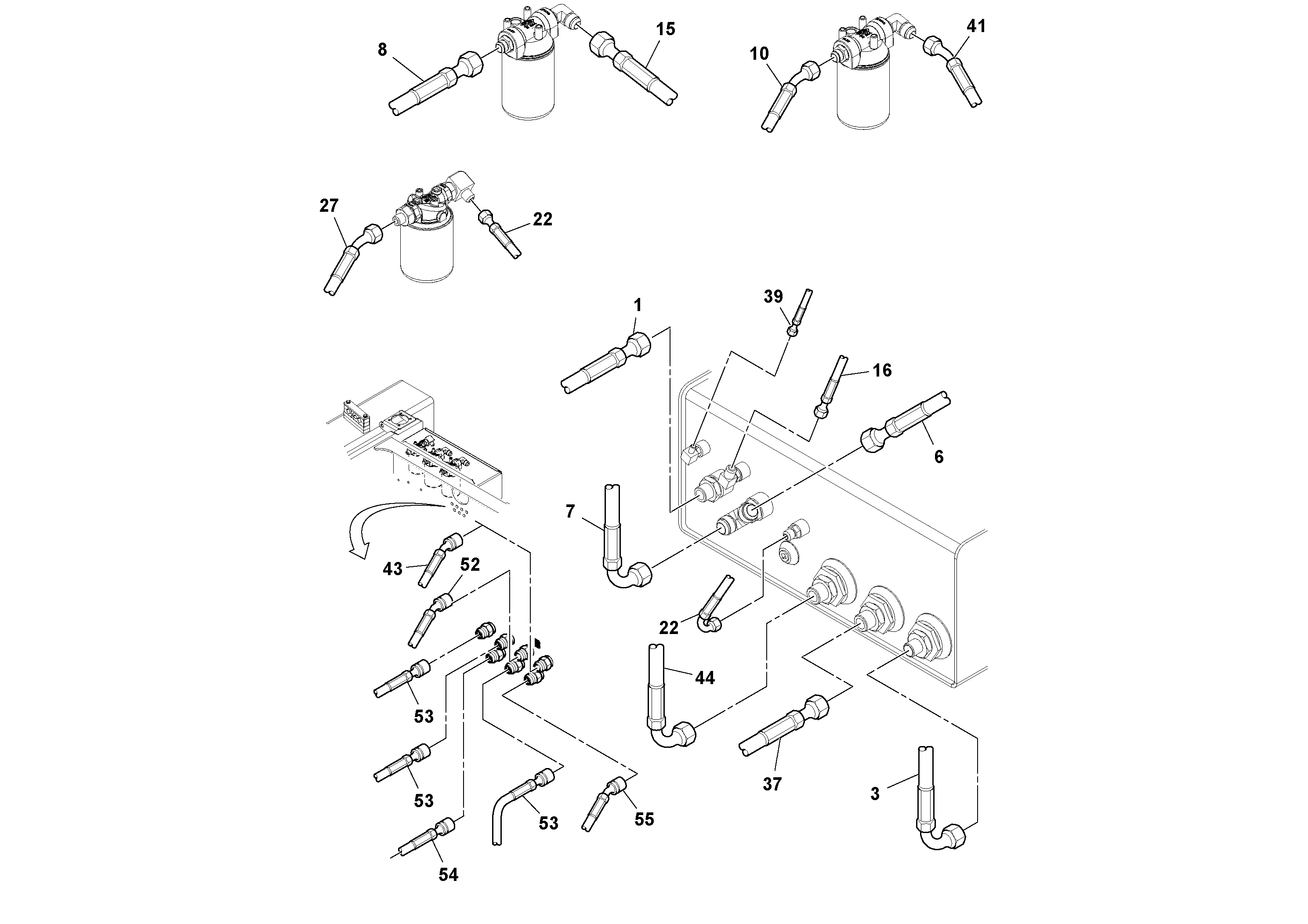 Схема запчастей Volvo SD77DA S/N 197788- - 53436 Hoses Installation 