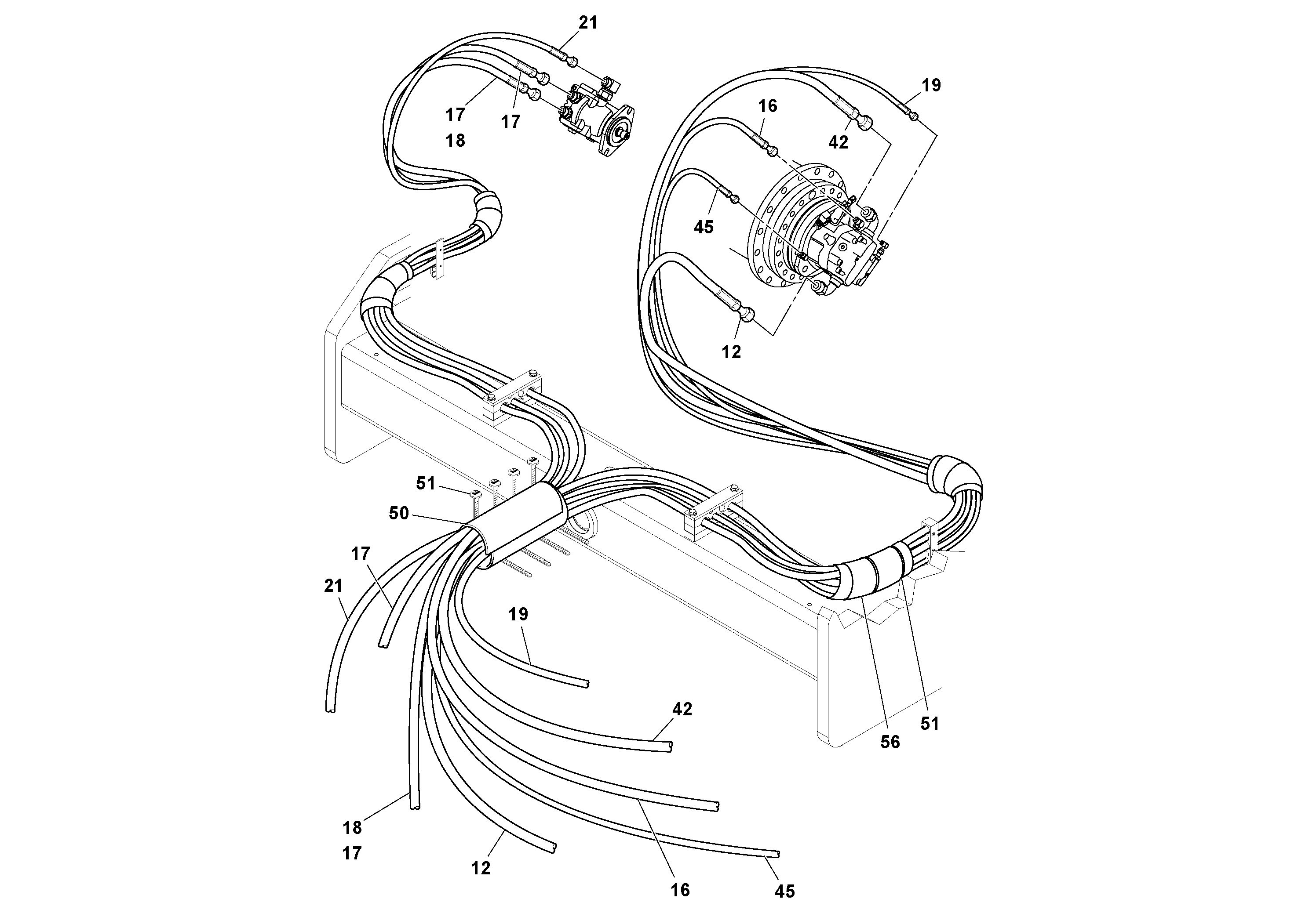 Схема запчастей Volvo SD77DA S/N 197788- - 53438 Hoses Installation 
