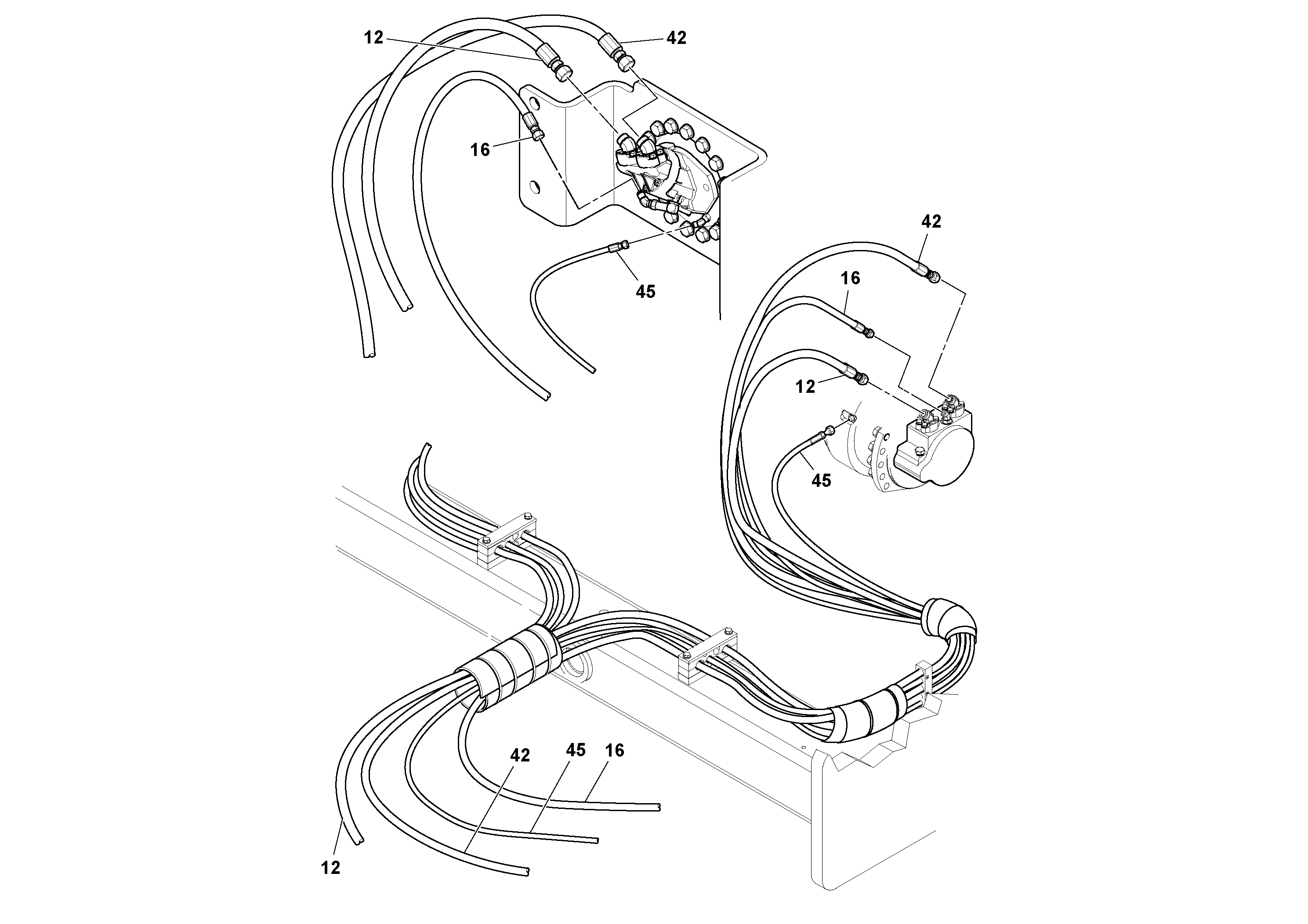 Схема запчастей Volvo SD77DA S/N 197788- - 53439 Hoses Installation 