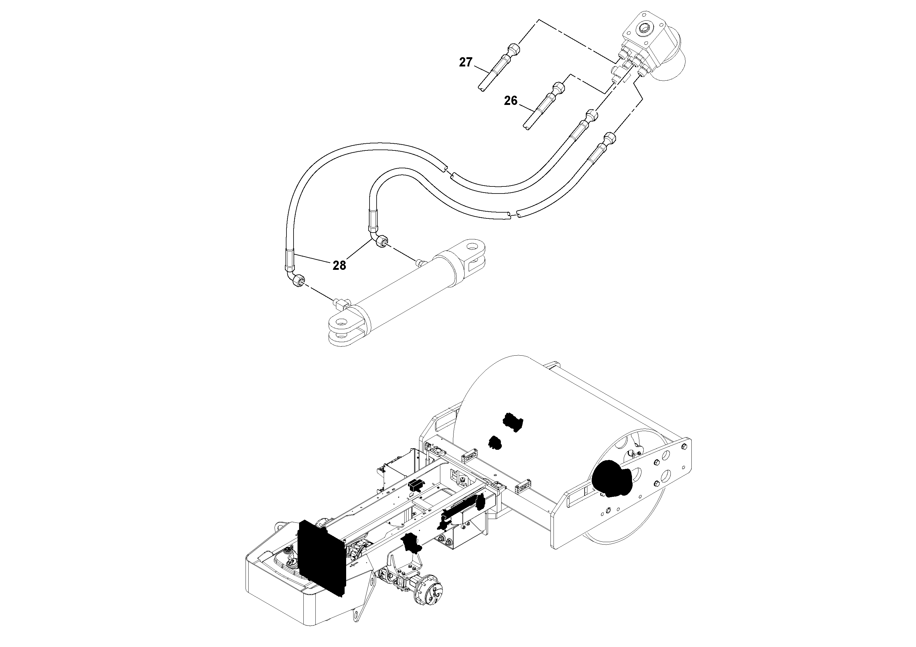 Схема запчастей Volvo SD77DA S/N 197788- - 53441 Hoses Installation 