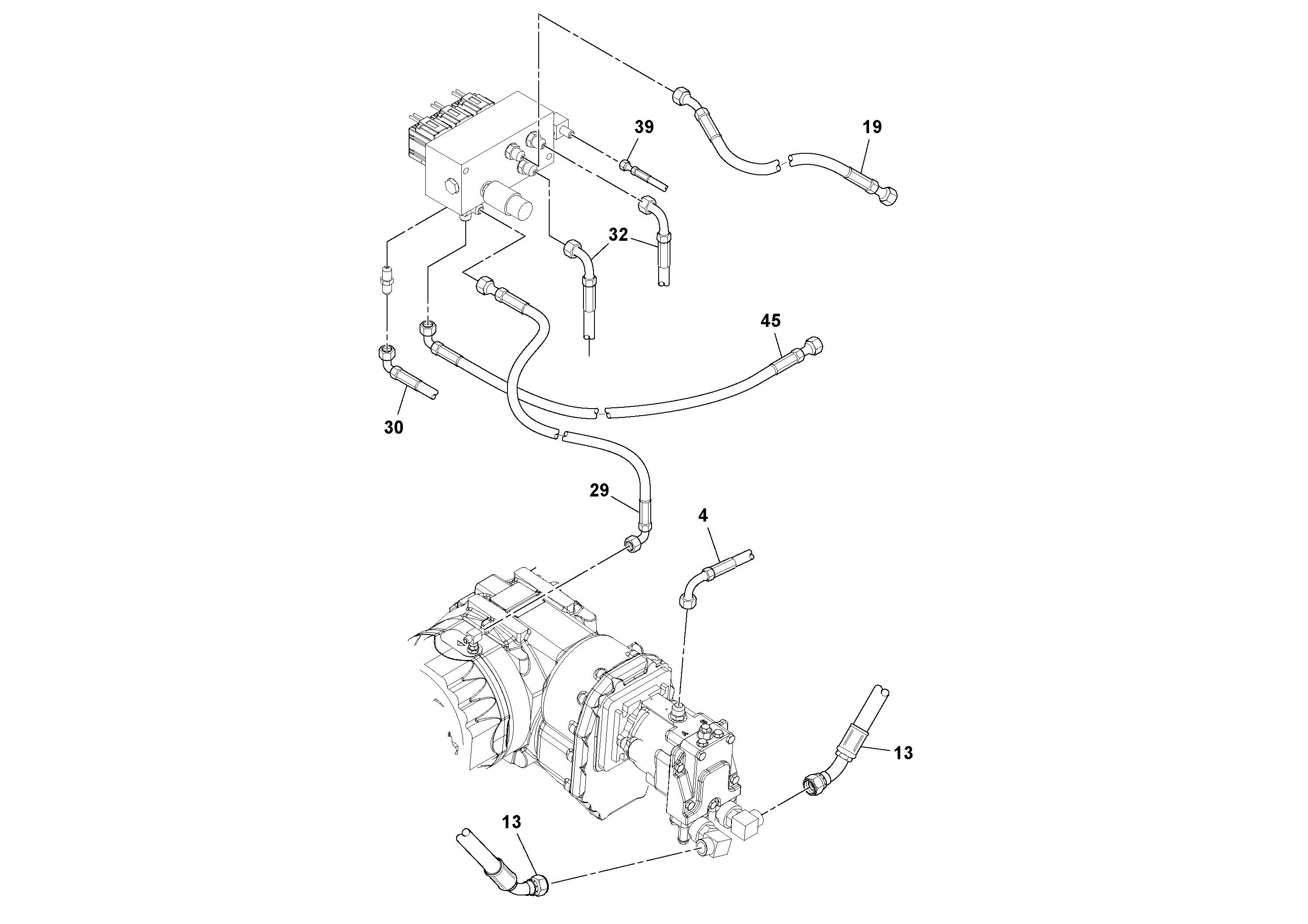 Схема запчастей Volvo SD77DA S/N 197788- - 53442 Hoses Installation 