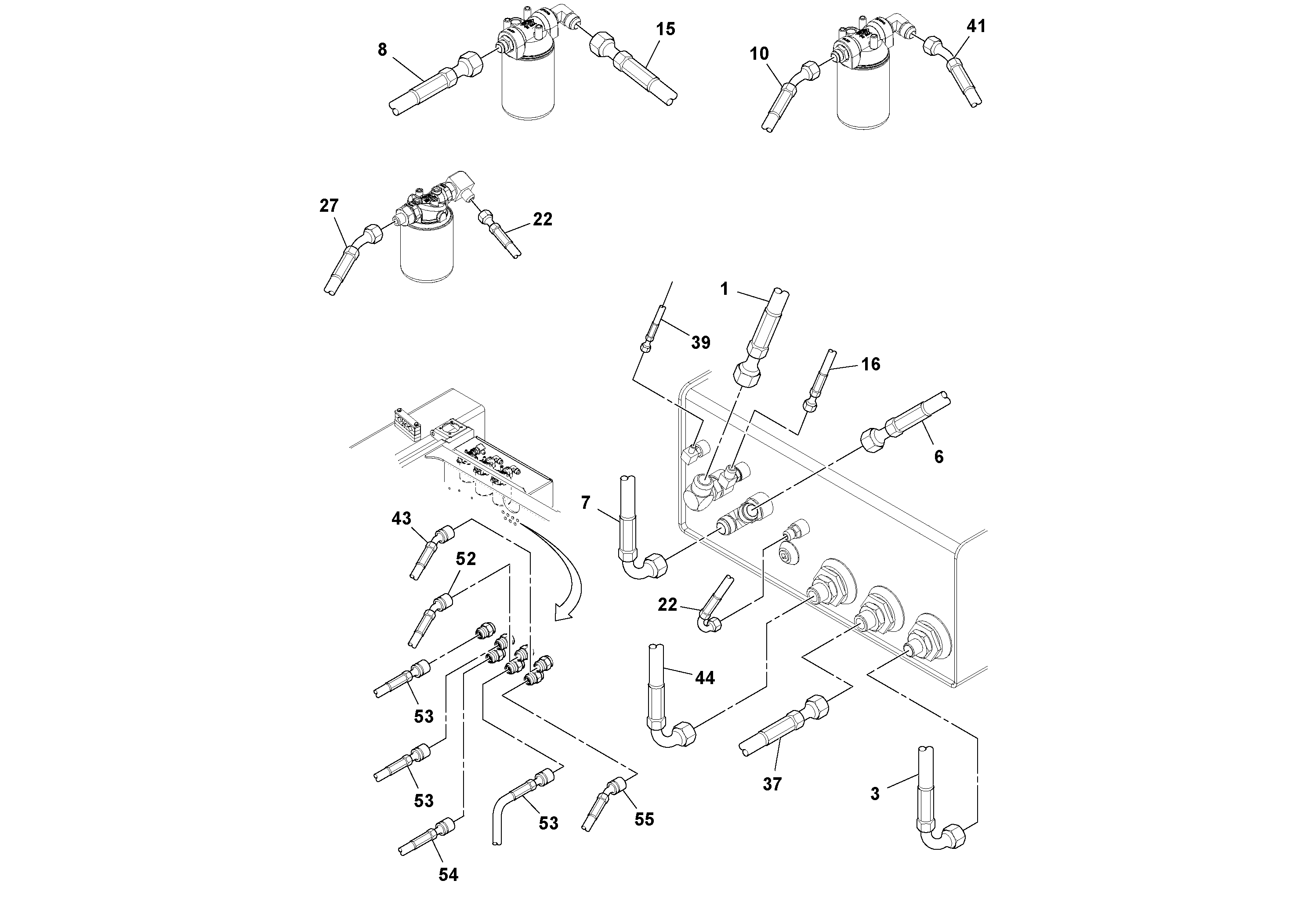 Схема запчастей Volvo SD77DA S/N 197788- - 53443 Hoses Installation 