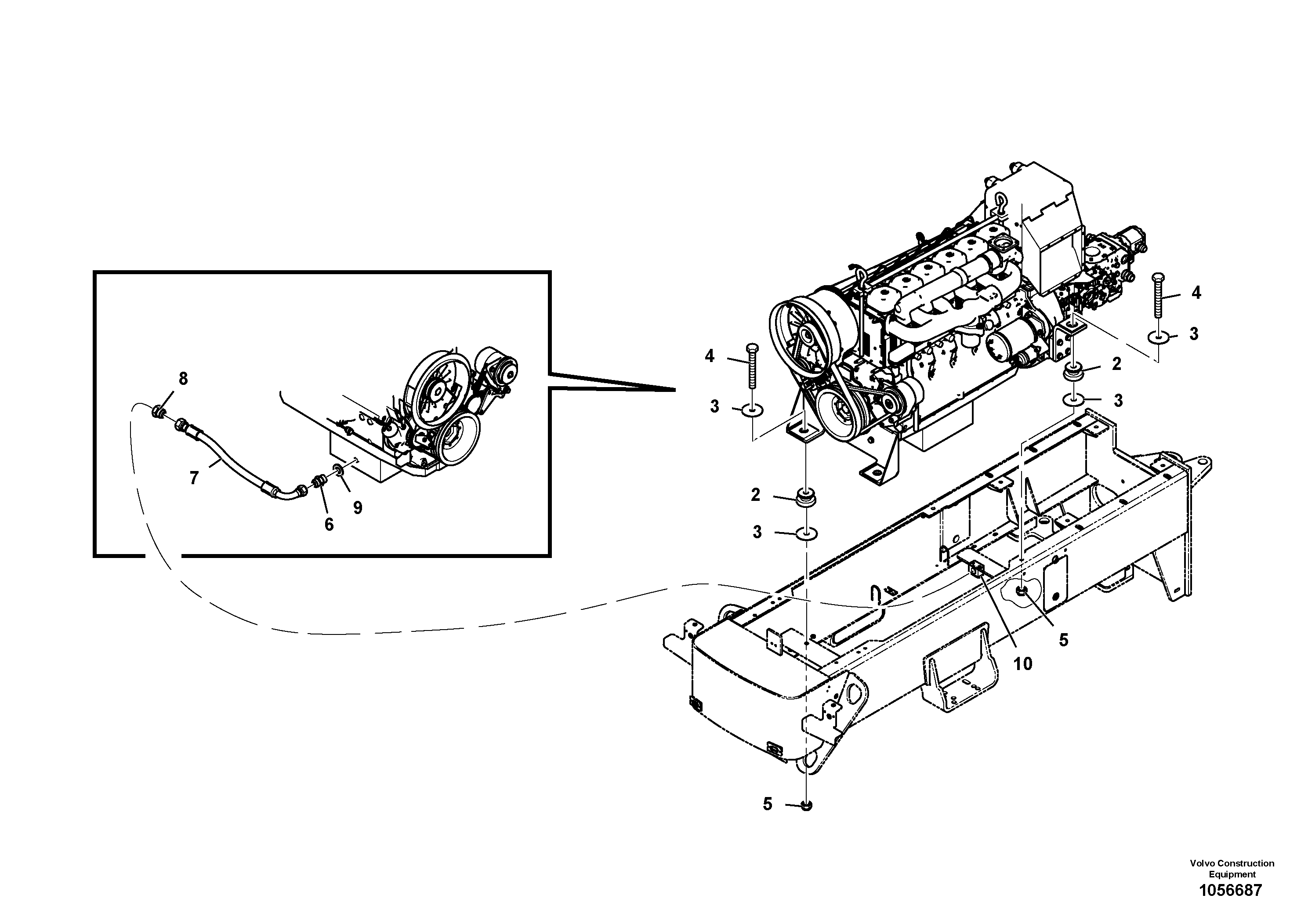 Схема запчастей Volvo SD110C/SD110 - 101789 Engine Installation Assembly 