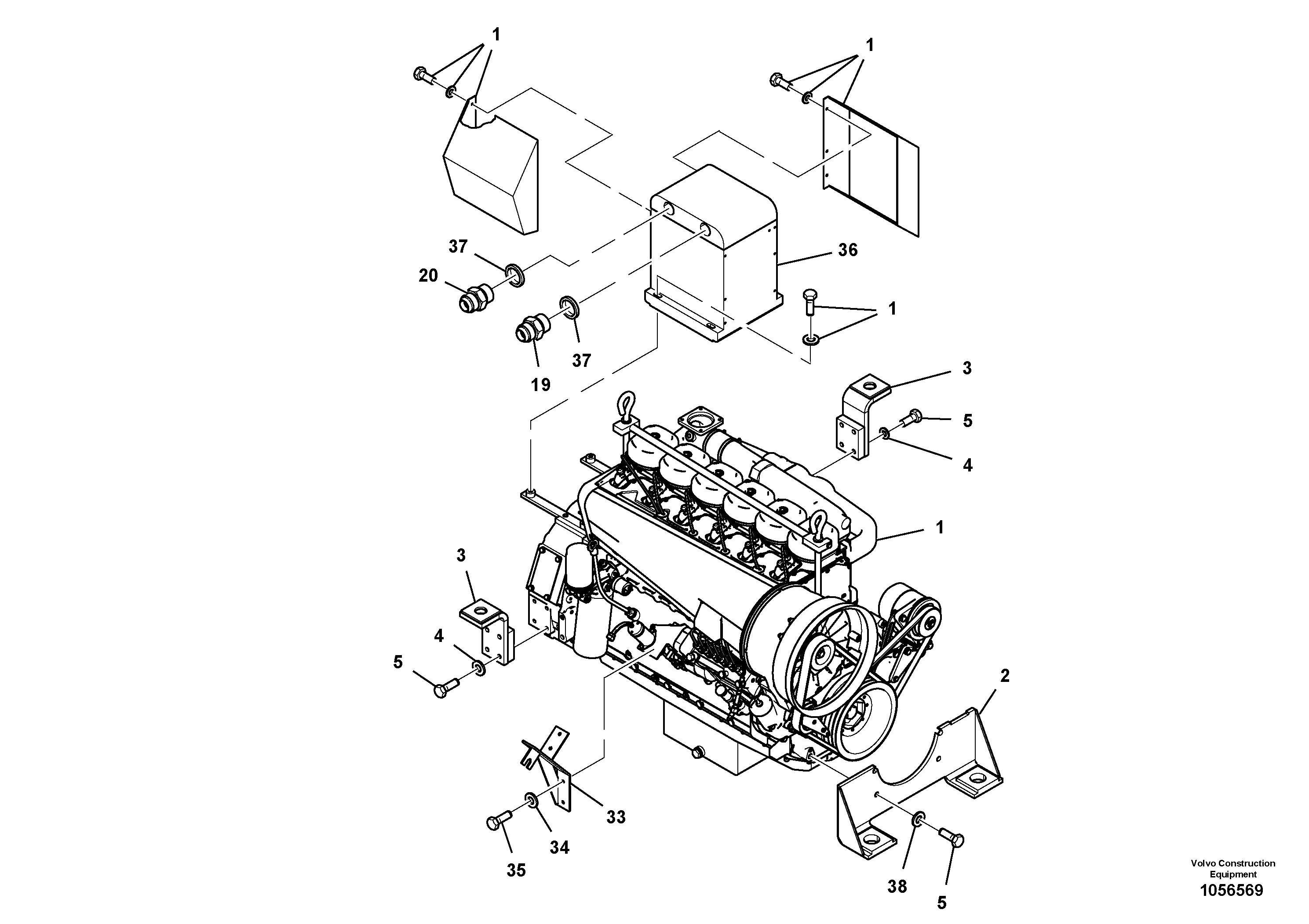 Схема запчастей Volvo SD110C/SD110 - 102432 Двигатель в сборе 
