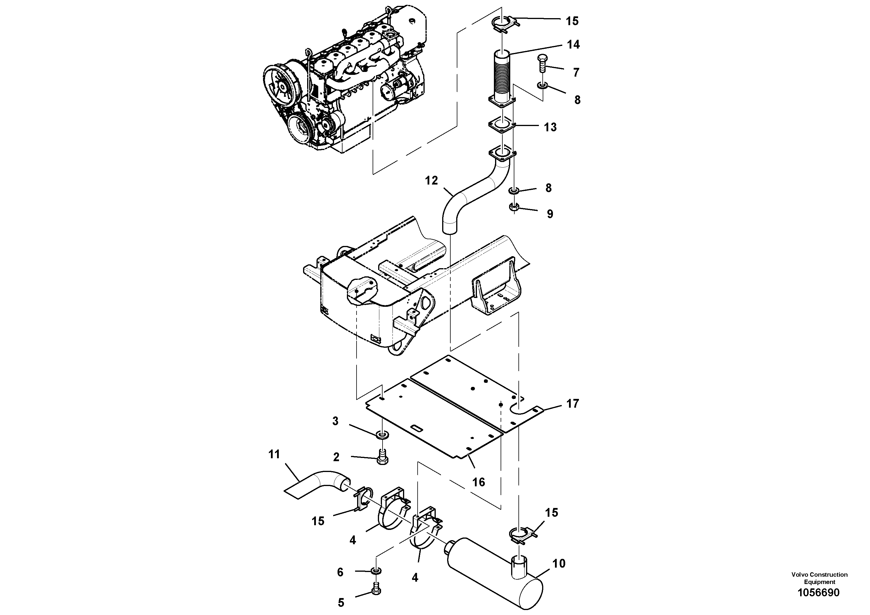 Схема запчастей Volvo SD110C/SD110 - 106658 Exhaust Muffler Mounting Assembly 