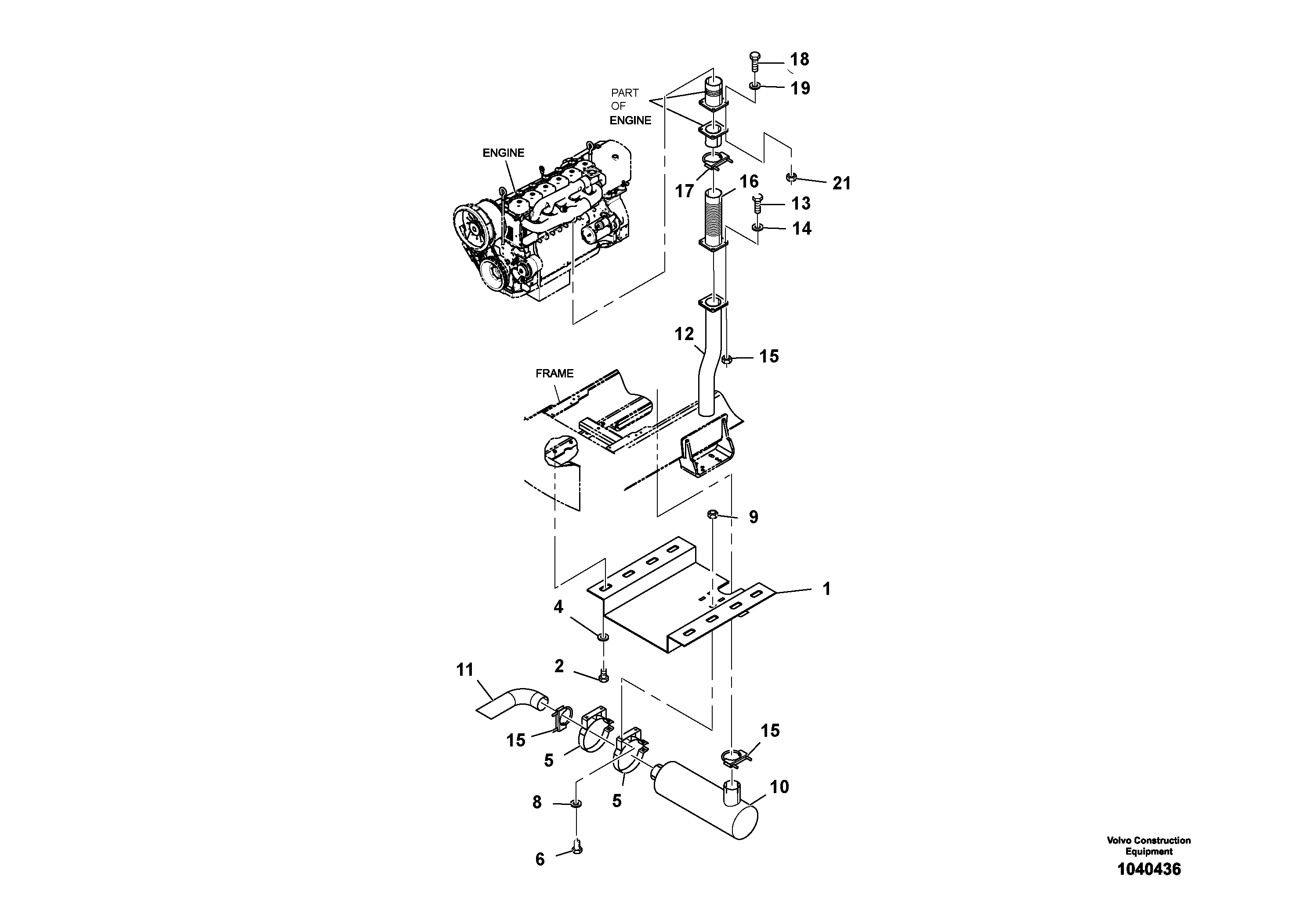 Схема запчастей Volvo SD110C/SD110 - 89827 Exhaust Muffler Mounting Assembly 