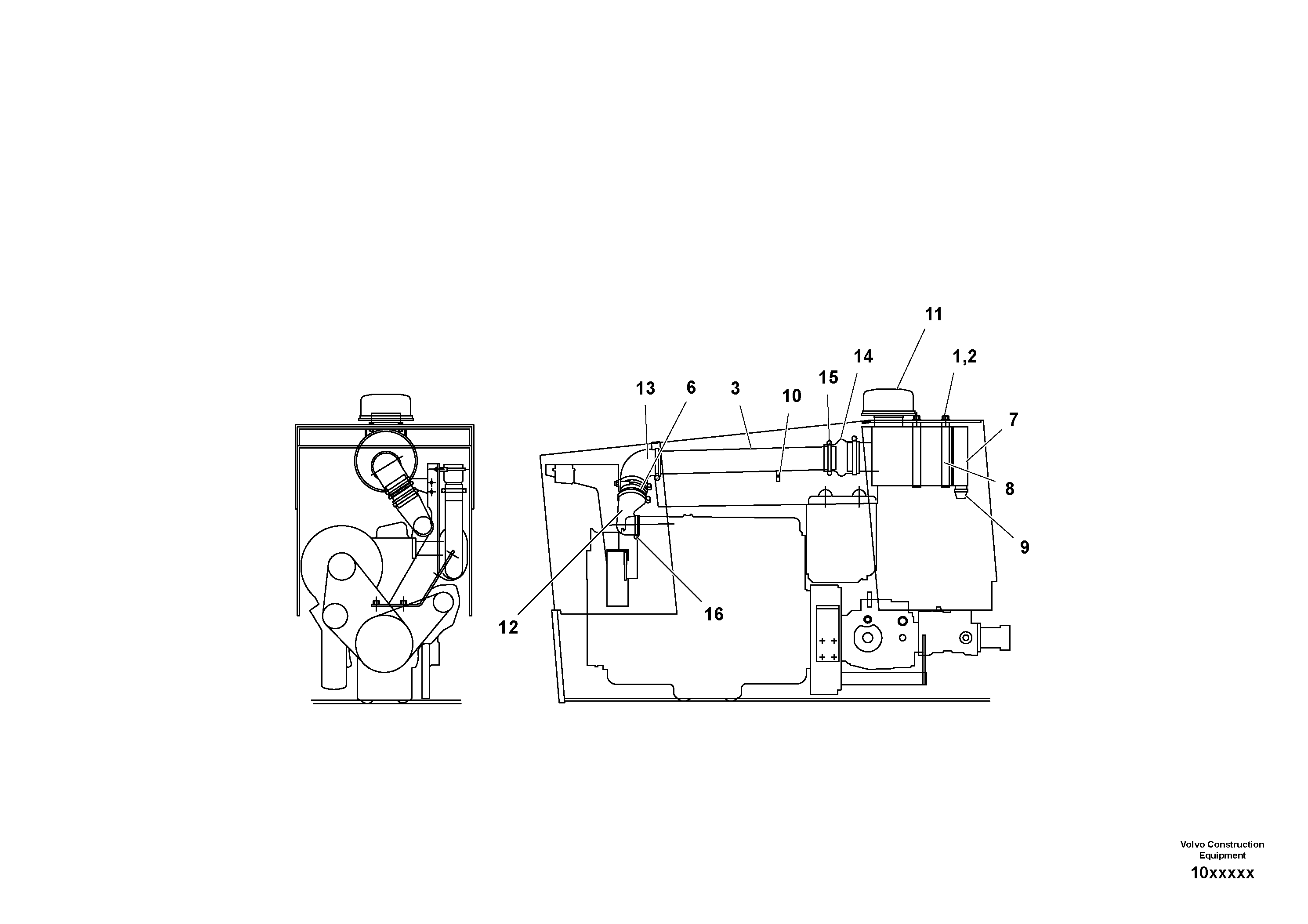 Схема запчастей Volvo SD110C/SD110 - 82627 Air cleaner installation 