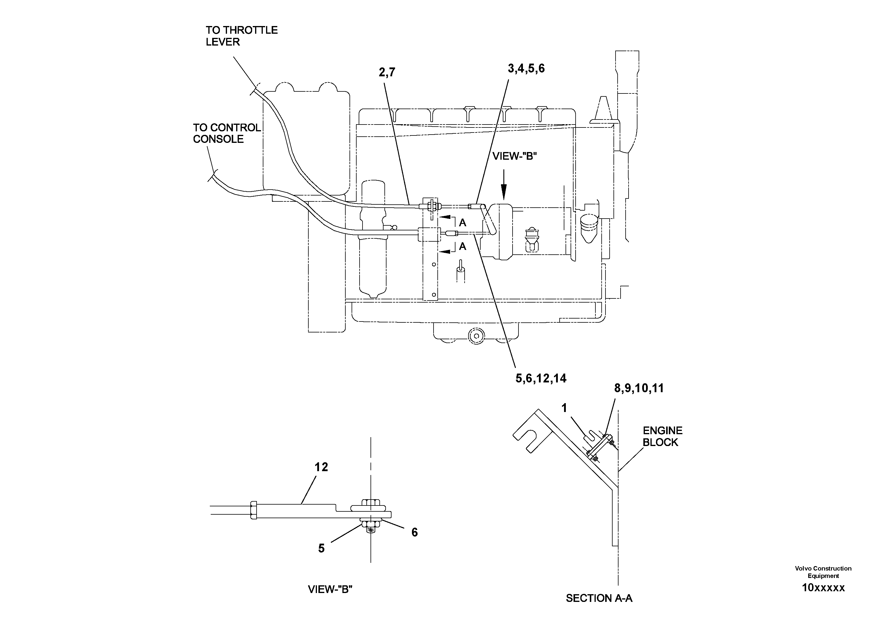 Схема запчастей Volvo SD110C/SD110 - 85057 Throttle Installation Assembly 