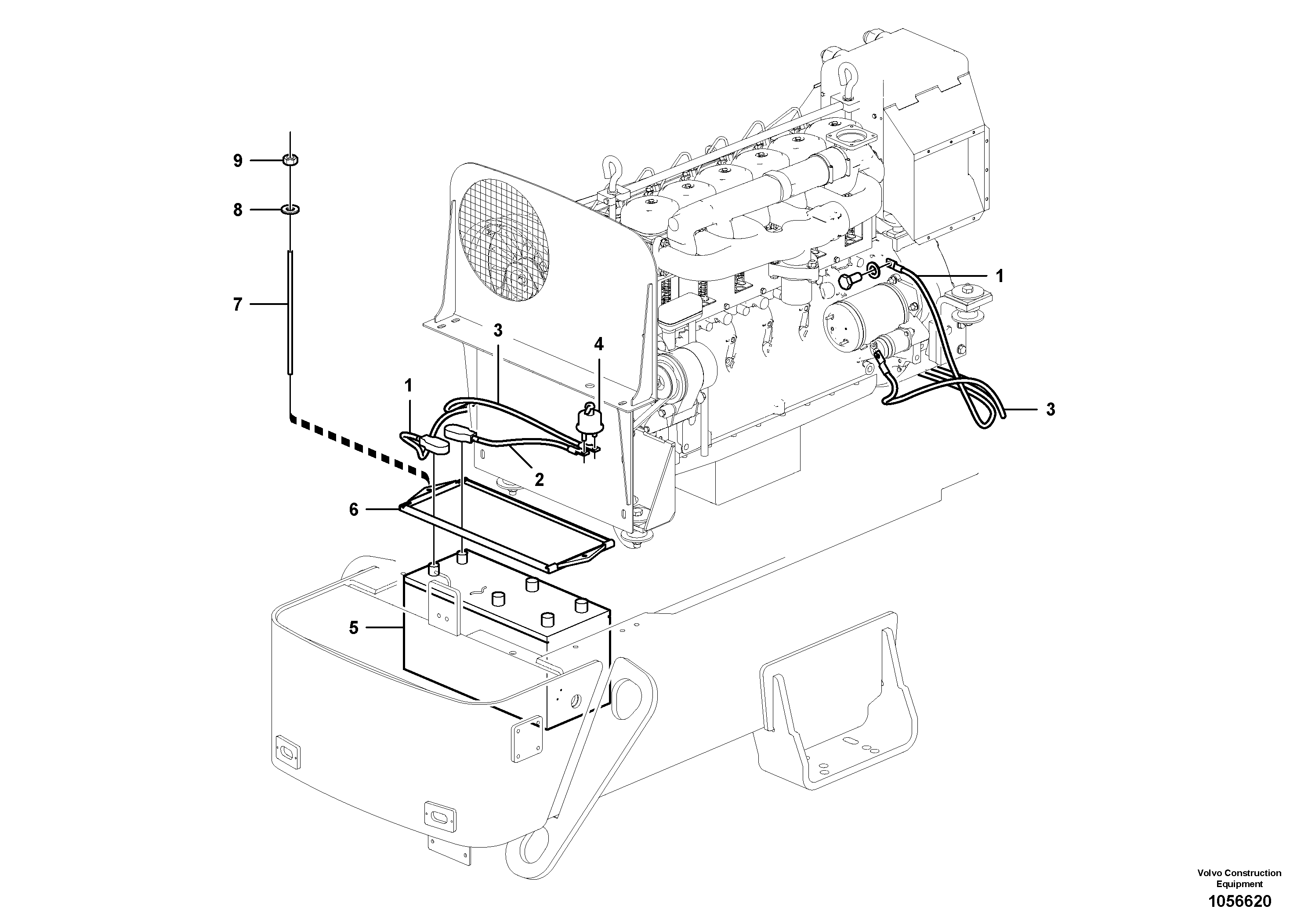 Схема запчастей Volvo SD110C/SD110 - 83448 Battery and battery cables 